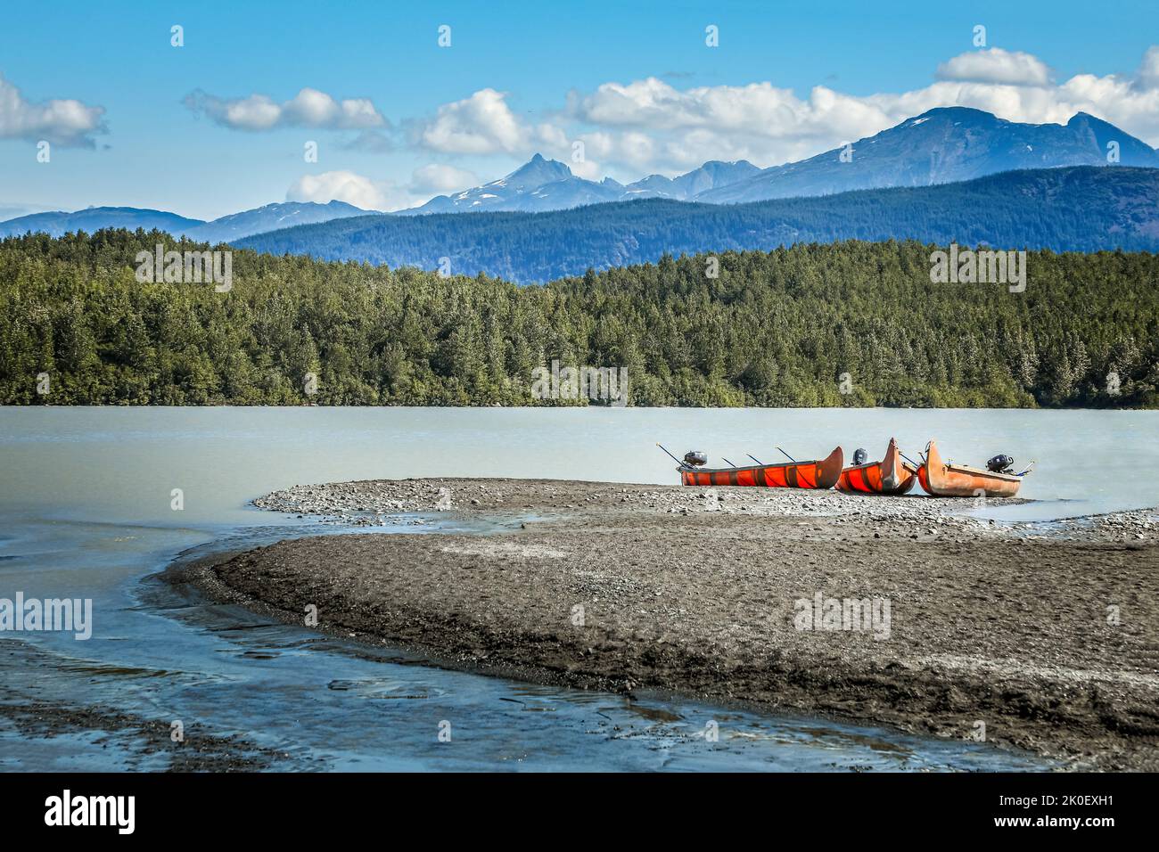 Exploring the waterways in Alaska by canoes Stock Photo Alamy