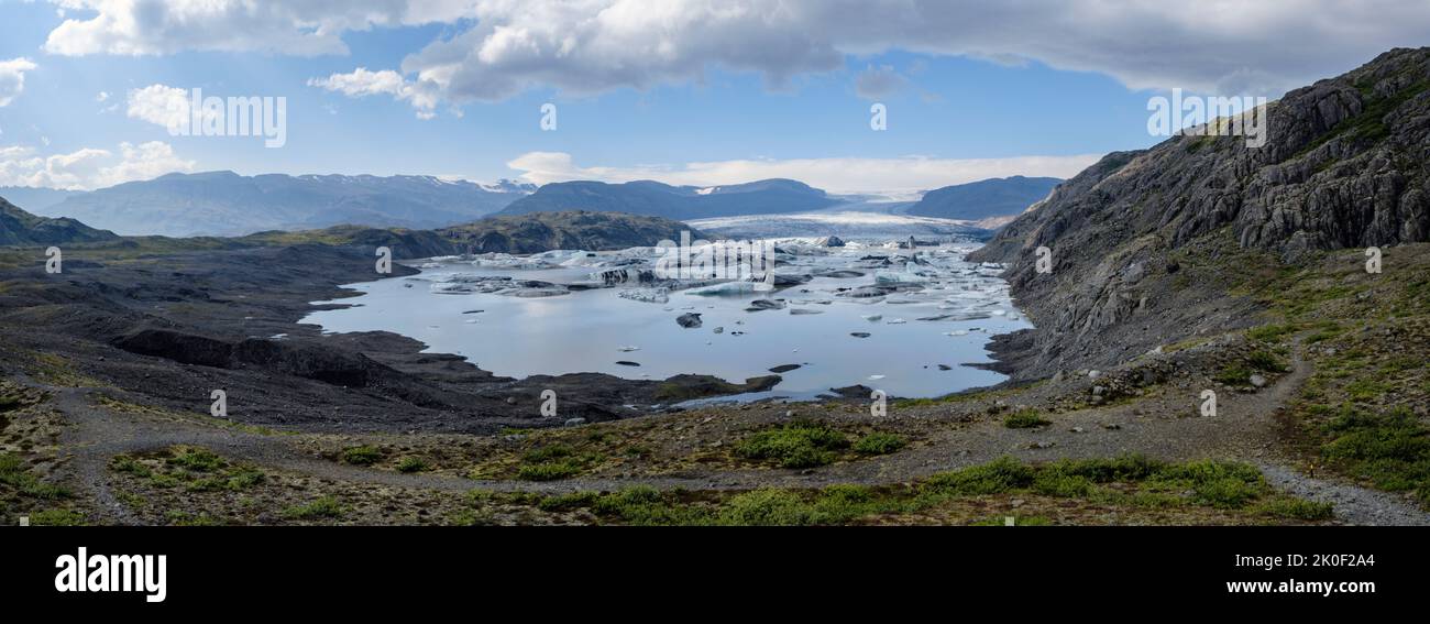 Panoramic view of the Hoffellsjökull Glacier, Iceland Stock Photo