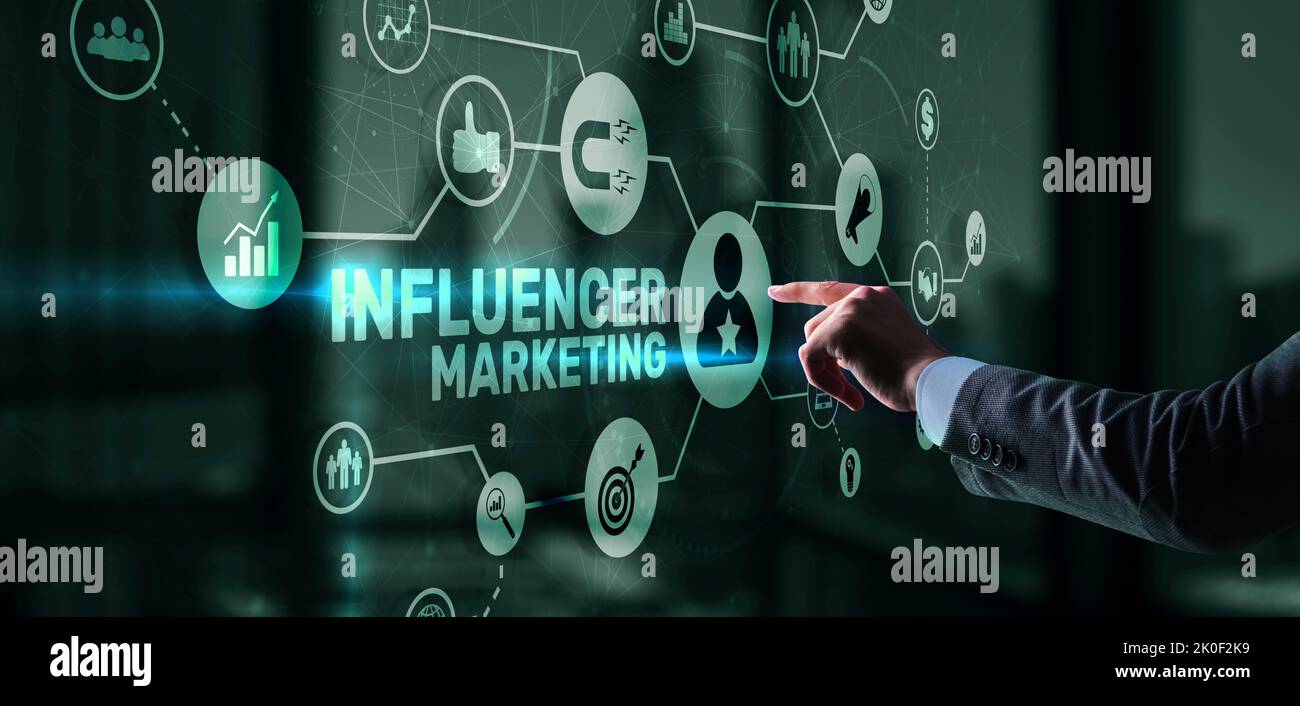 Influencer Social marketing concept. Business Internet Technology. Stock Photo