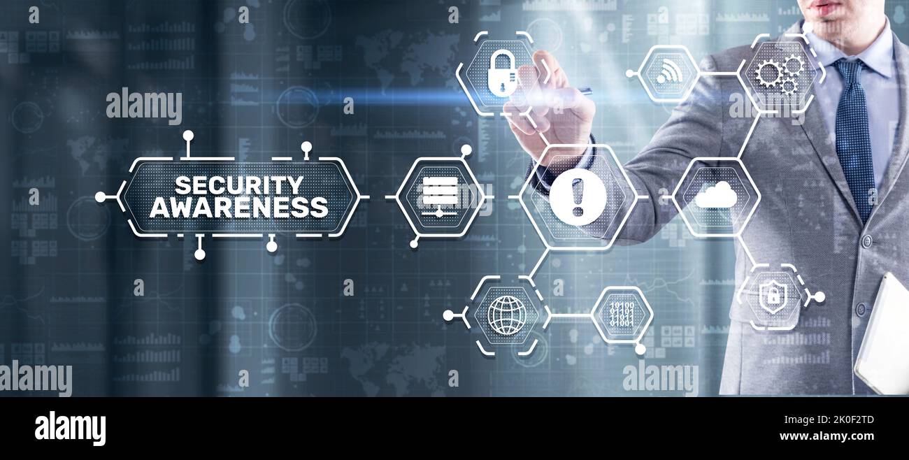 Inscription Security Awareness. Information Security Skills Management Service. Business, Technology, Internet and network concept. Stock Photo