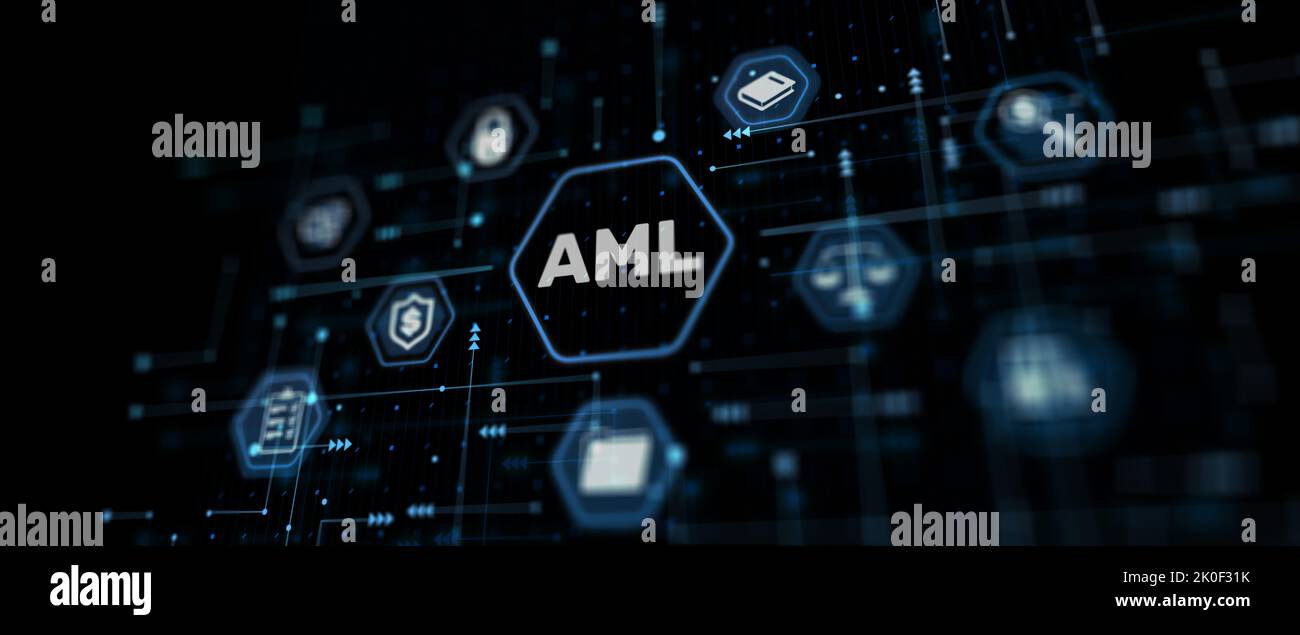 AML Anti Money Laundering Financial Bank Abstract Business Technology Concept. Stock Photo