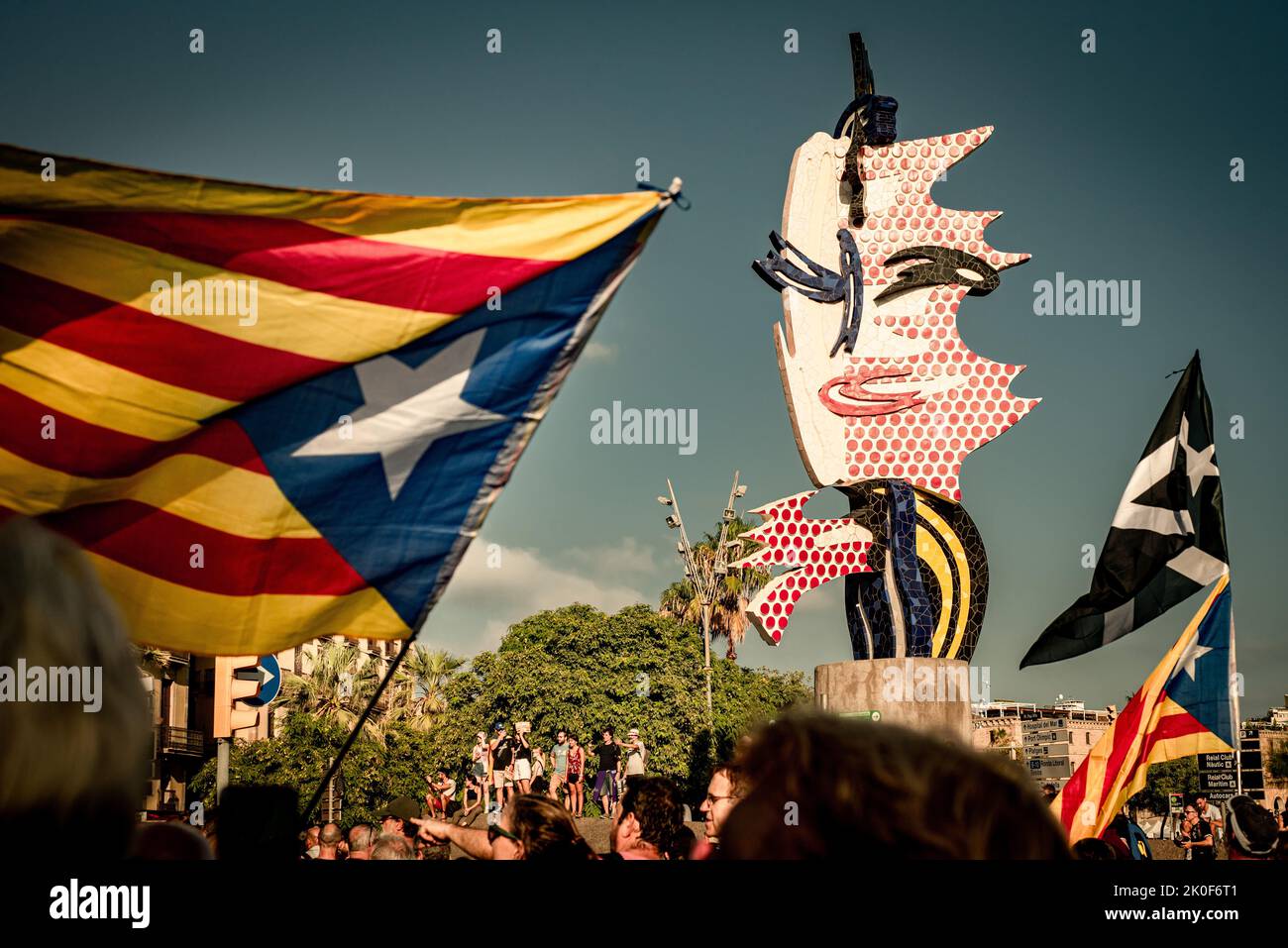 Barcelona, Spain. Sept. 11, 2022. Barcelona, Catalonia, Spain: Thousands of pro-independence Catalans march by  the streets of Barcelona during Catalonia's National Day (La Diada). Credit: Jordi Boixareu/Alamy Live News Stock Photo