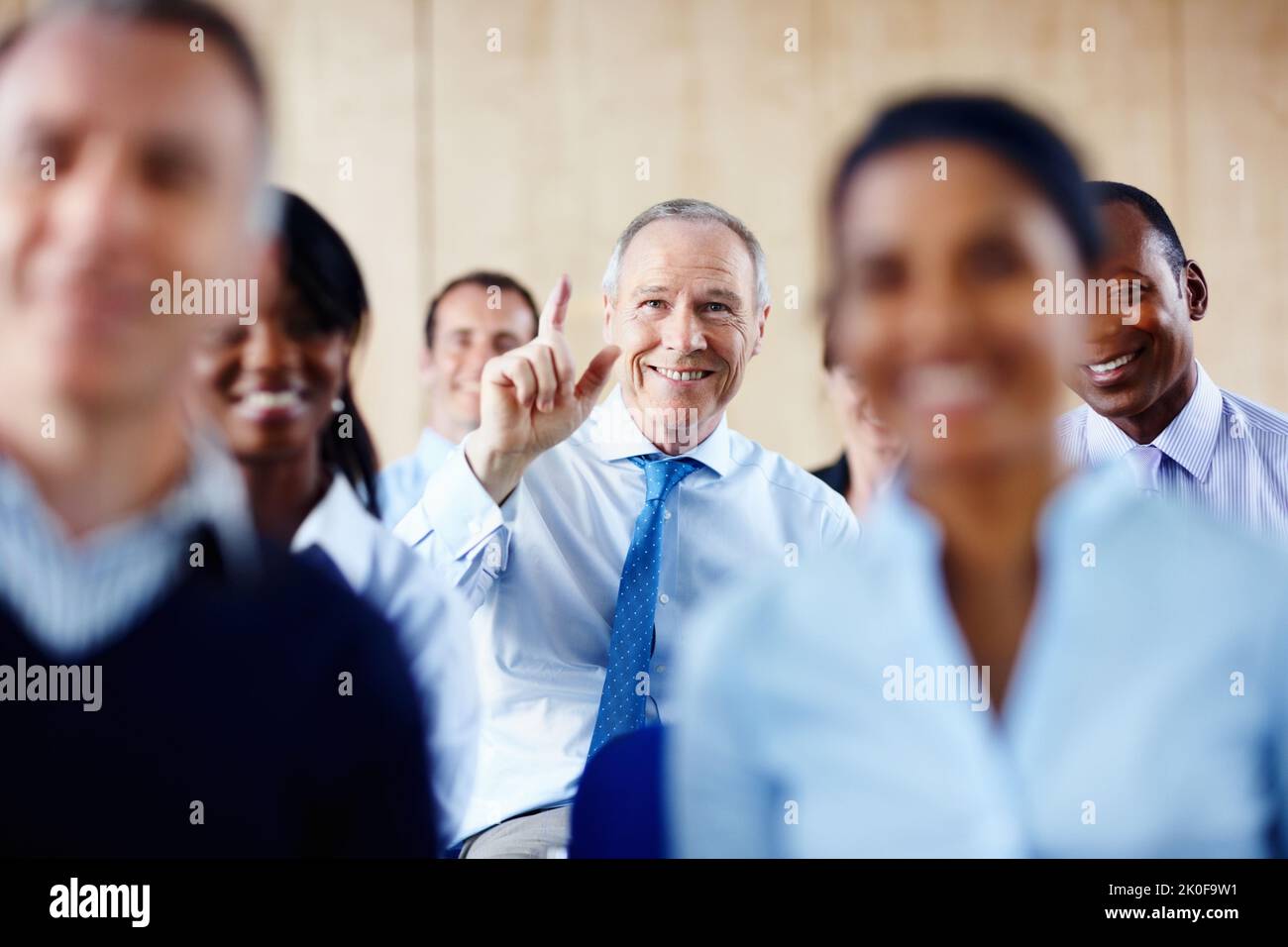 Woman raising hand portrait hi-res stock photography and images - Alamy