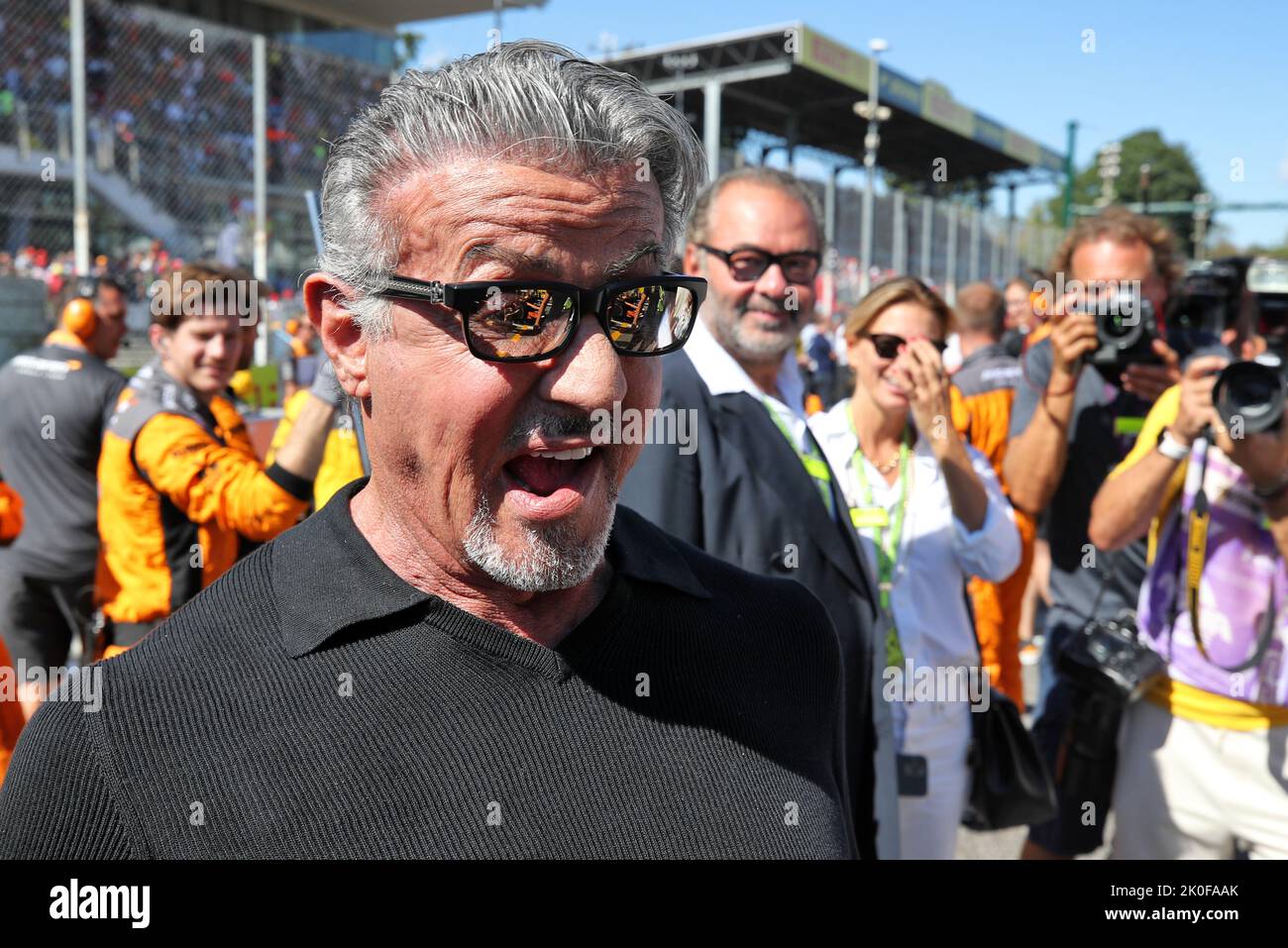 Monza, Italy. 11th Sep, 2022. Sylvester Stallone (USA) Actor, on the grid. Italian Grand Prix, Sunday 11th September 2022. Monza Italy. Credit: James Moy/Alamy Live News Stock Photo