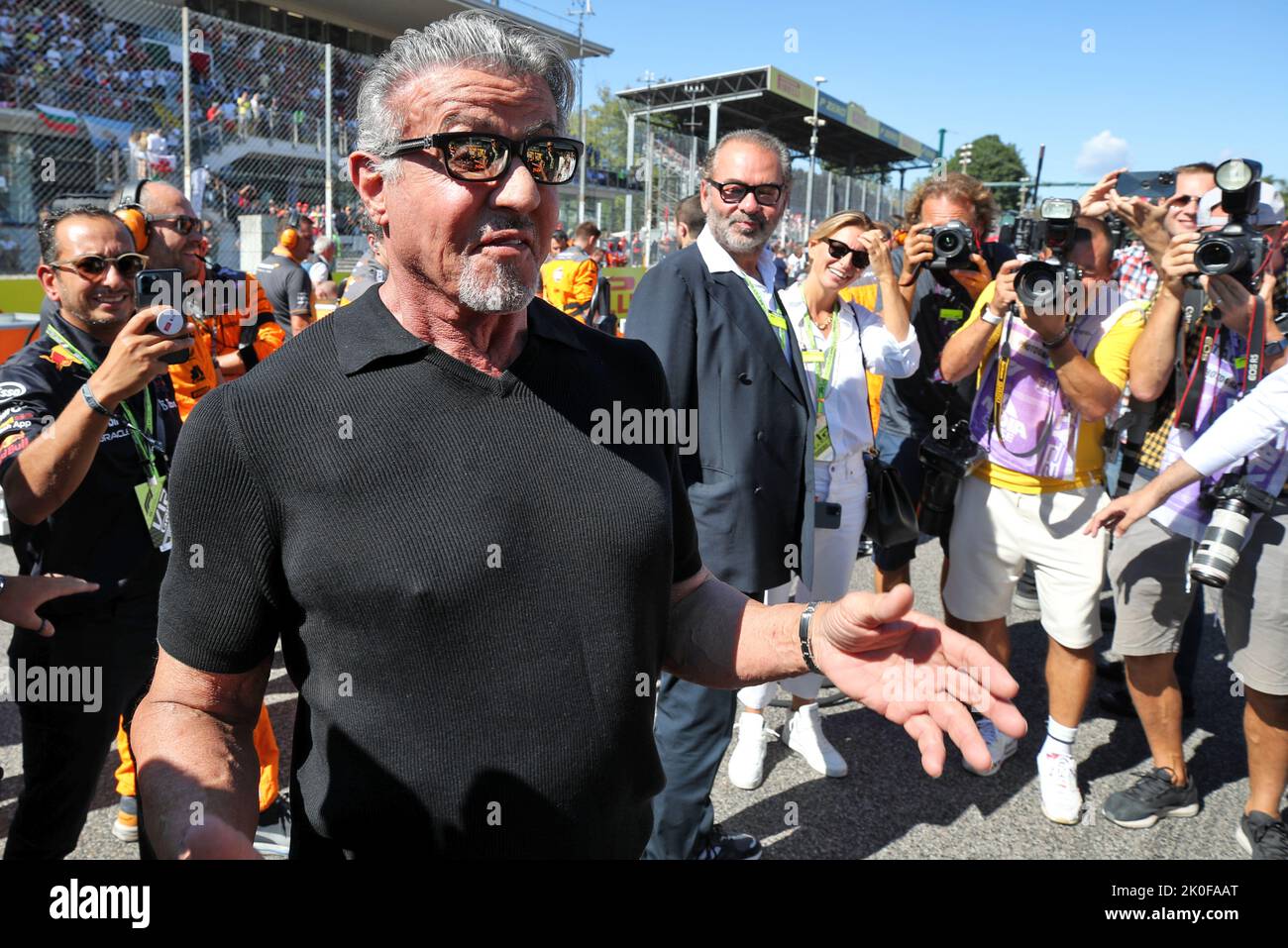 Monza, Italy. 11th Sep, 2022. Sylvester Stallone (USA) Actor, on the grid. Italian Grand Prix, Sunday 11th September 2022. Monza Italy. Credit: James Moy/Alamy Live News Stock Photo