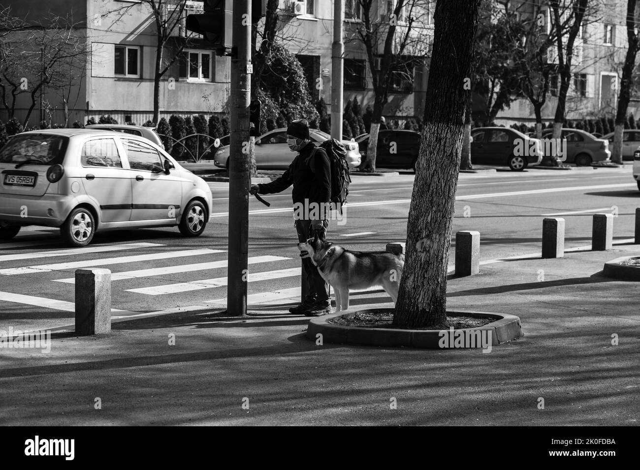 Car traffic, pollution, traffic jam in Bucharest, Romania, 2022 Stock
