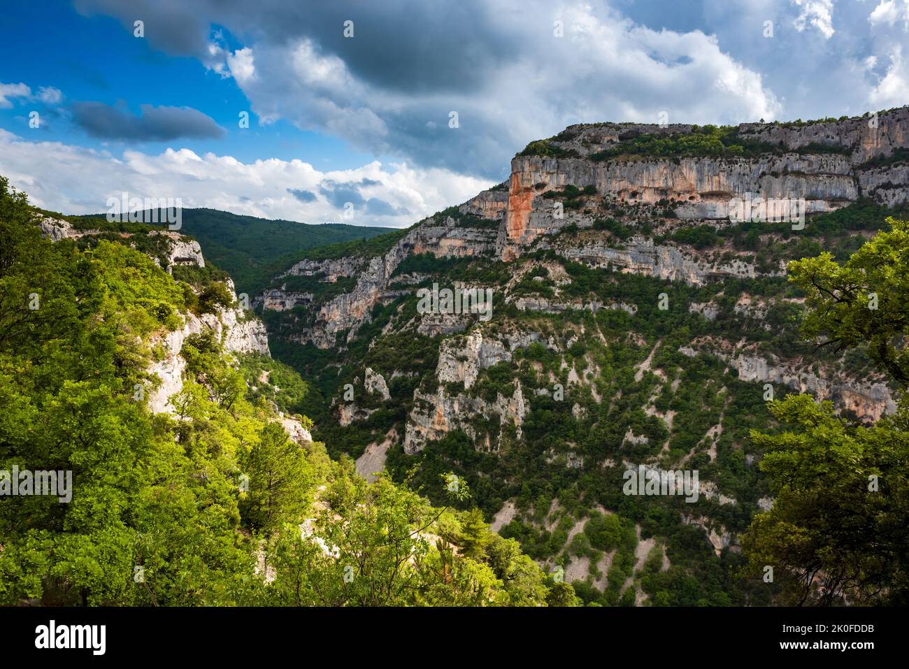 Nesque canyon and the Cire rock in Vaucluse, France Stock Photo