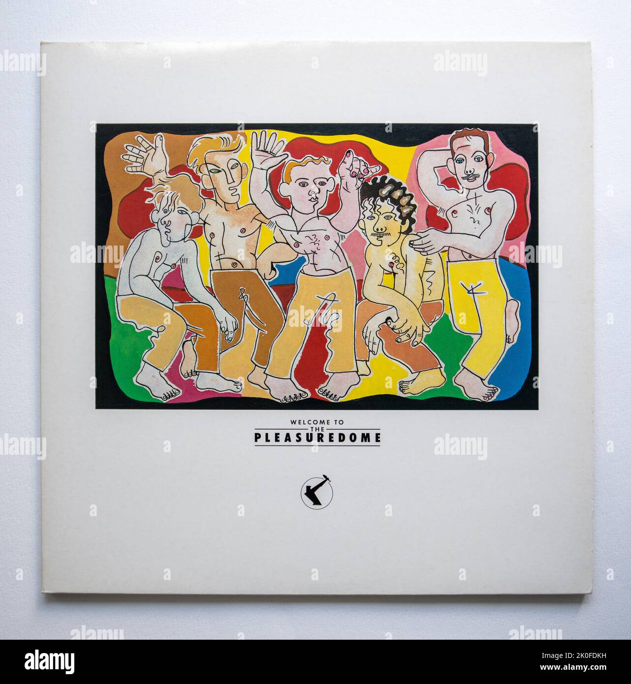 LP cover of Welcome to the Pleasuredome, the debut album by Liverpool band Frankie Goes to Hollywood, which was released in 1984. Stock Photo