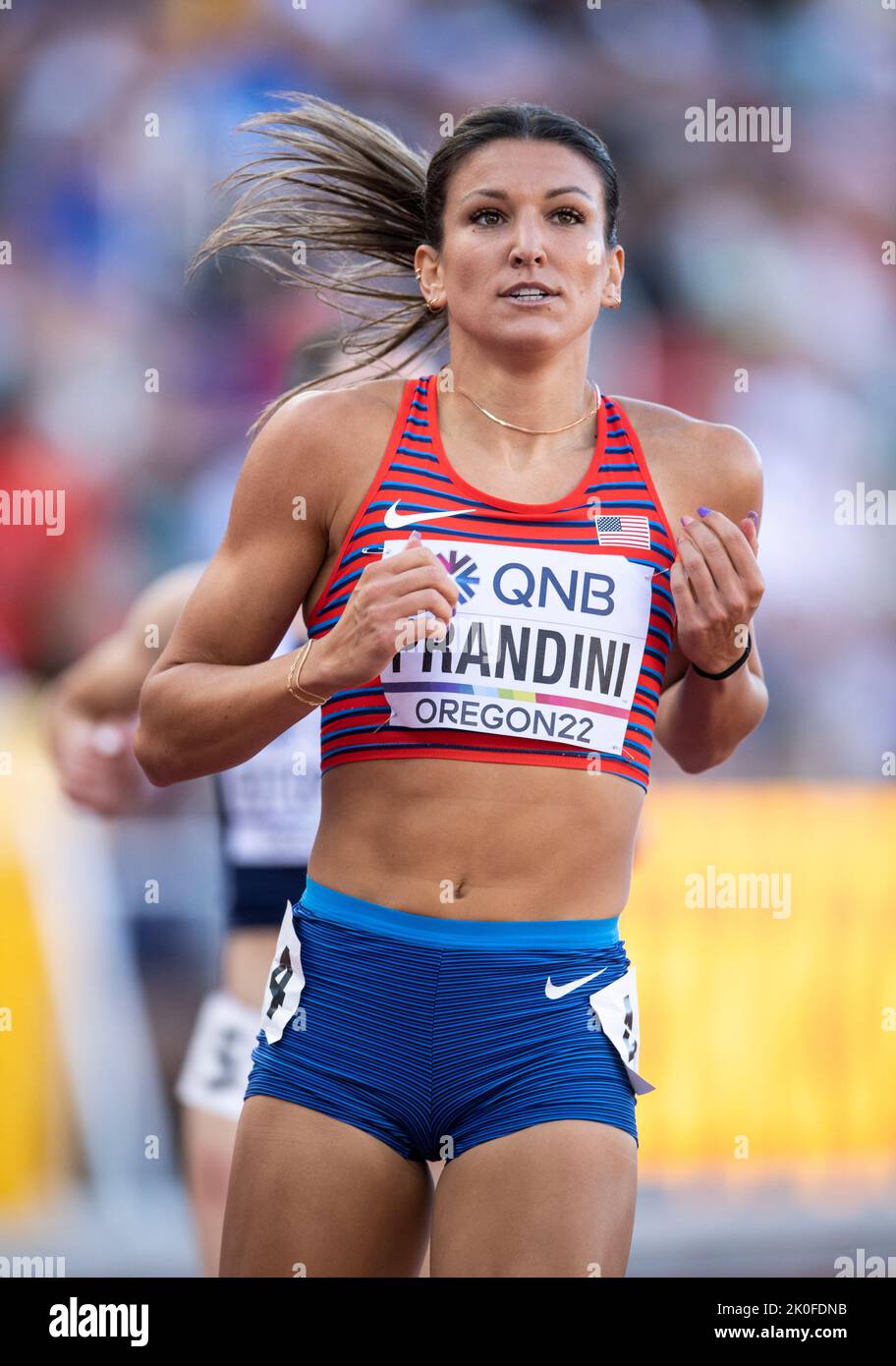 Jenna Prandini of the USA competing in the women’s 200m heats at the