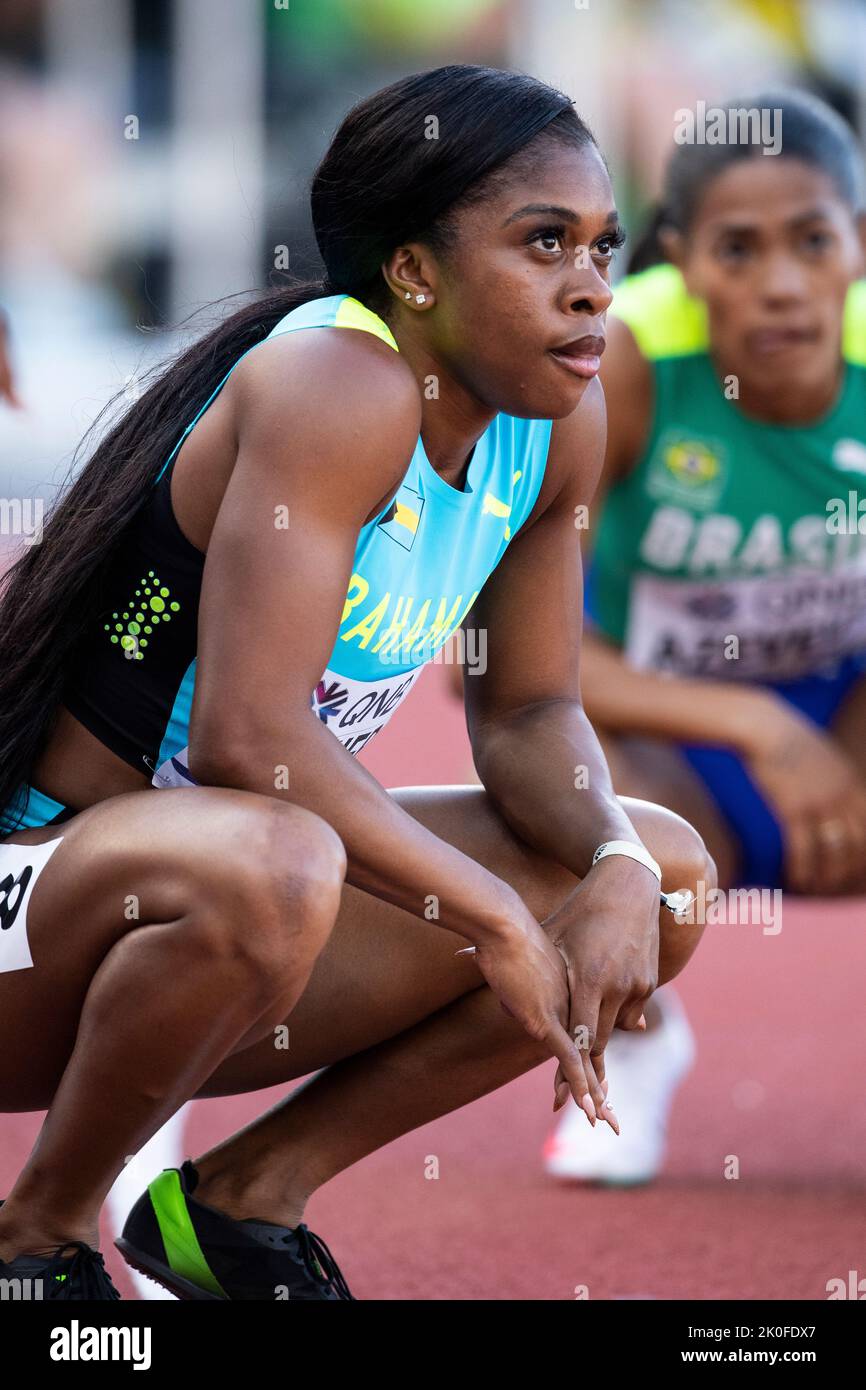TyNia Gaither of Bahamas competing in the women’s 200m heats at the