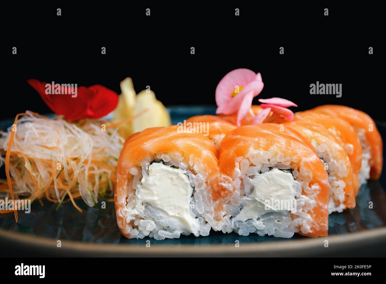 Philadelphia sushi rolls with cheese and salmon Stock Photo