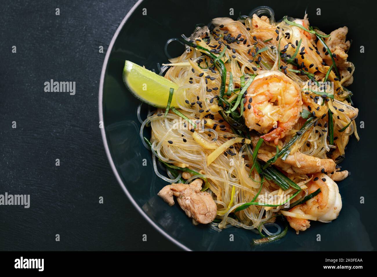 Rice vermicelli with shrimp, meat and spices Stock Photo Alamy