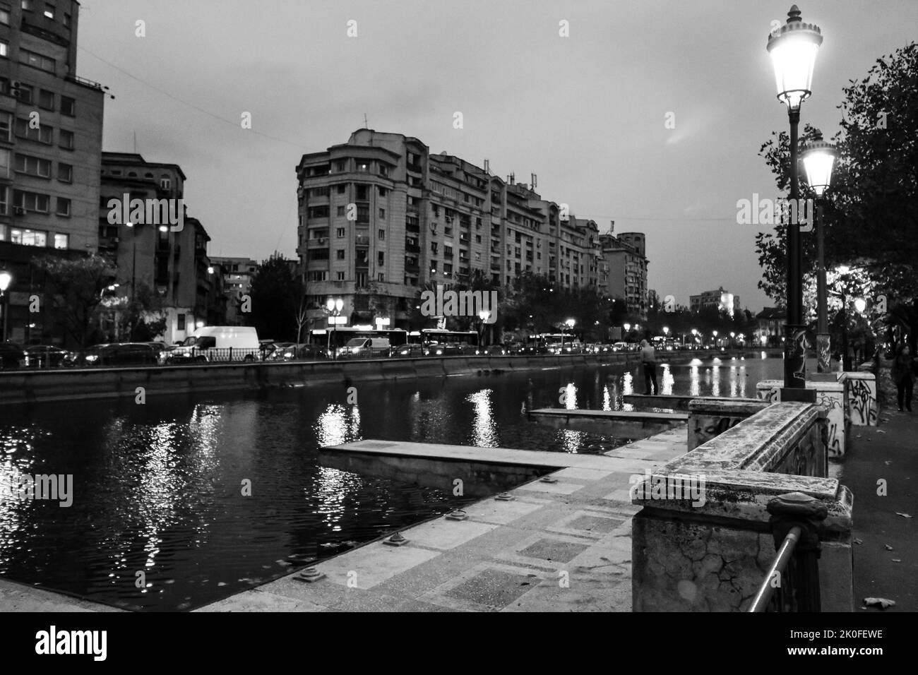 Car traffic, pollution, traffic jam in Bucharest, Romania, 2022 Stock
