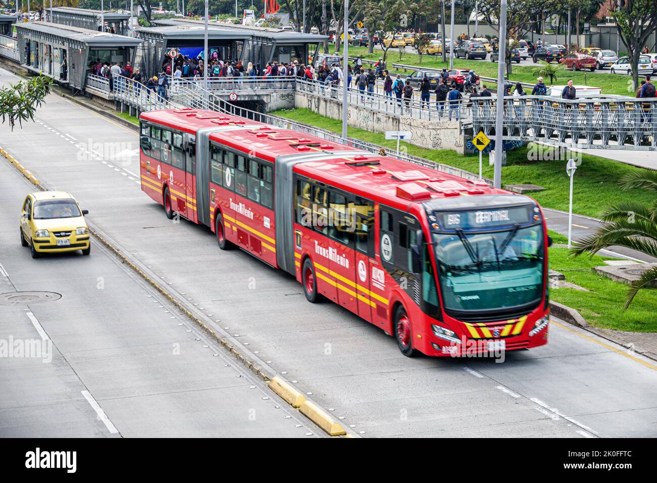 Bogota Colombia,Avenida El Dorado Calle 26,TransMilenio bus rapid transit system BRT public transportation Avenida El Dorado Calle 26 Estacion El Tiem Stock Photo