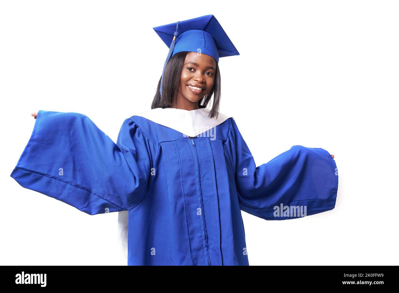 Happy Smiling Young African American Woman Wearing Graduation Cap