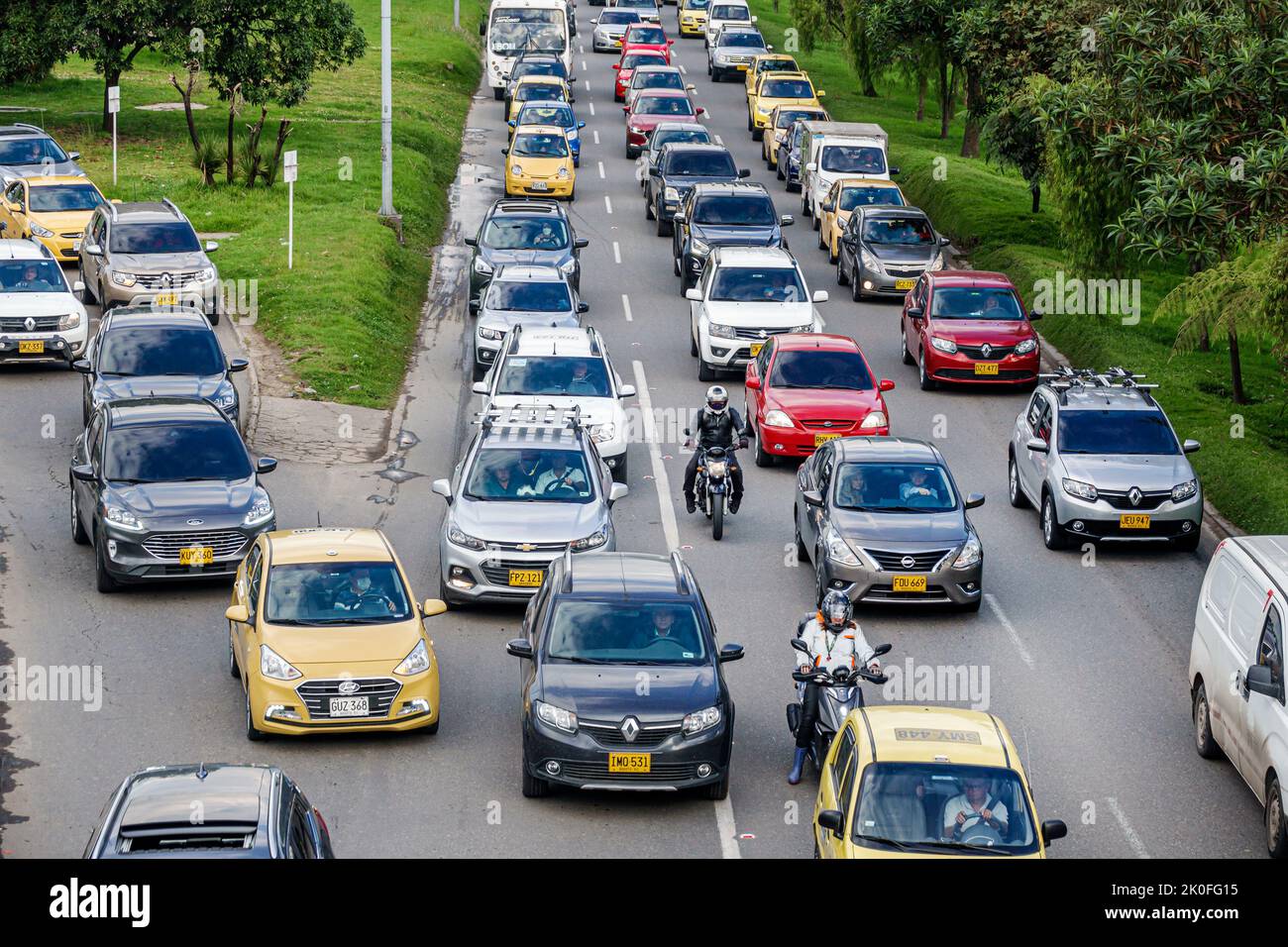 Bottleneck merging traffic rush hour cars trucks lorries vehicles hi