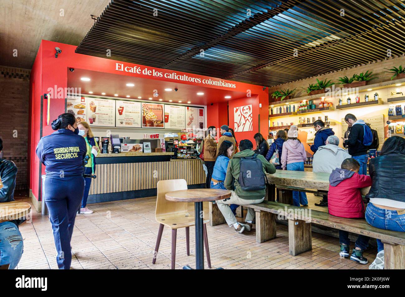 Bogota Colombia,La Candelaria Centro Historico central historic old city center centre Carrera 6 Juan Valdez,restaurant restaurants dine dining eating Stock Photo