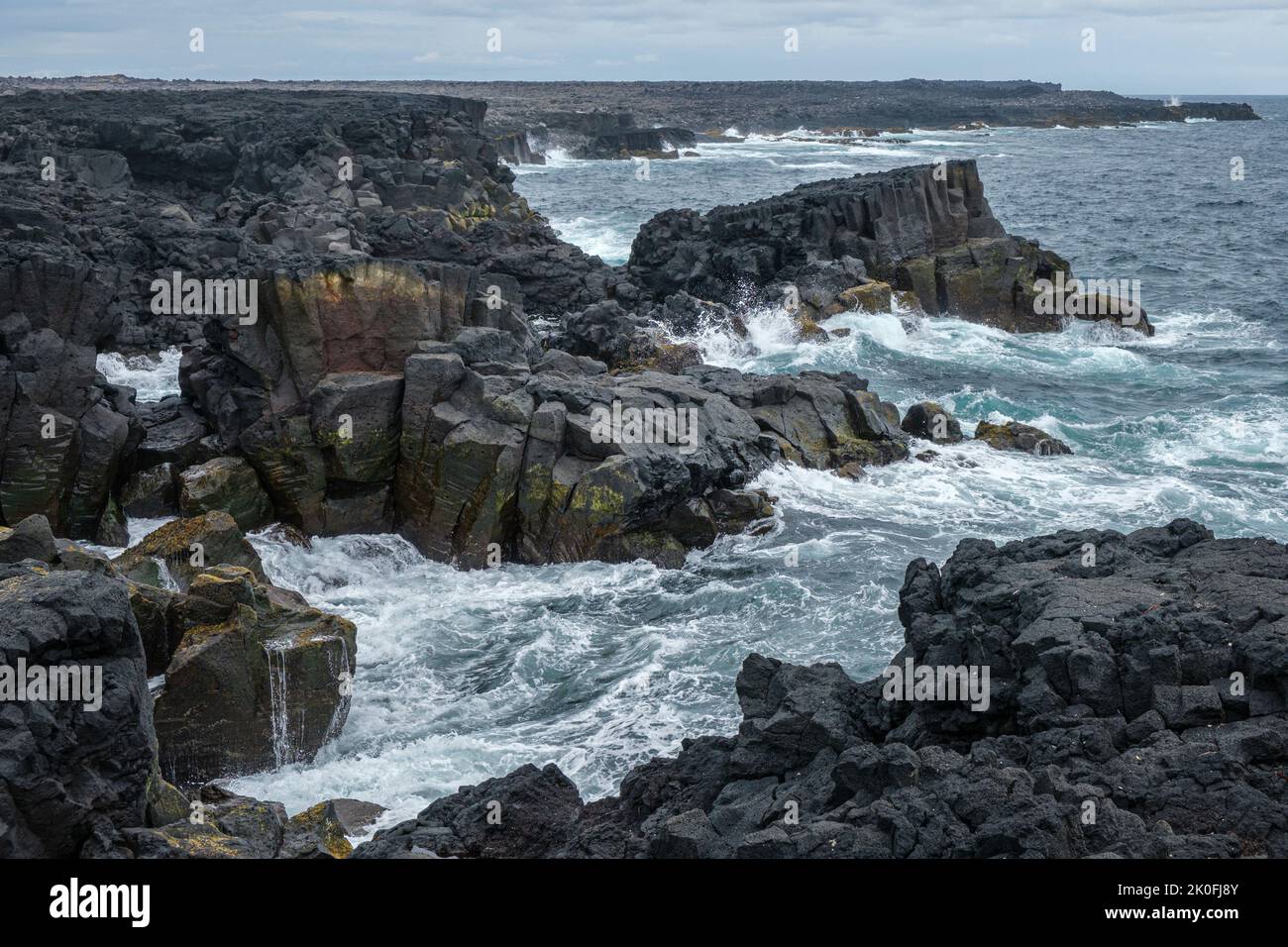 Rocky coast at Brimketill, Reykjanes Peninsula, Iceland Stock Photo
