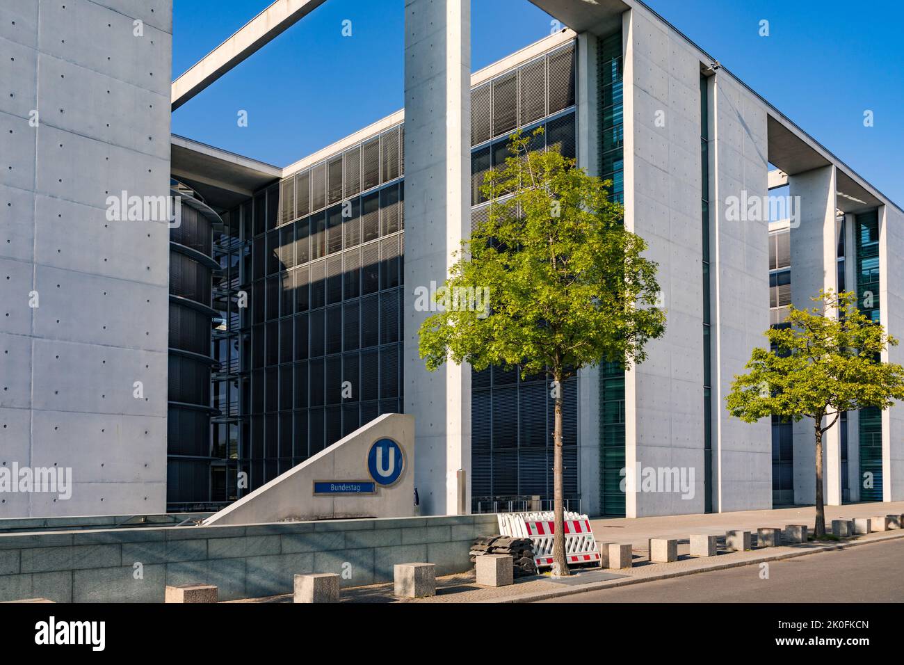 The German Parliament Bundestag with subway stop in Berlin, Germany Stock Photo