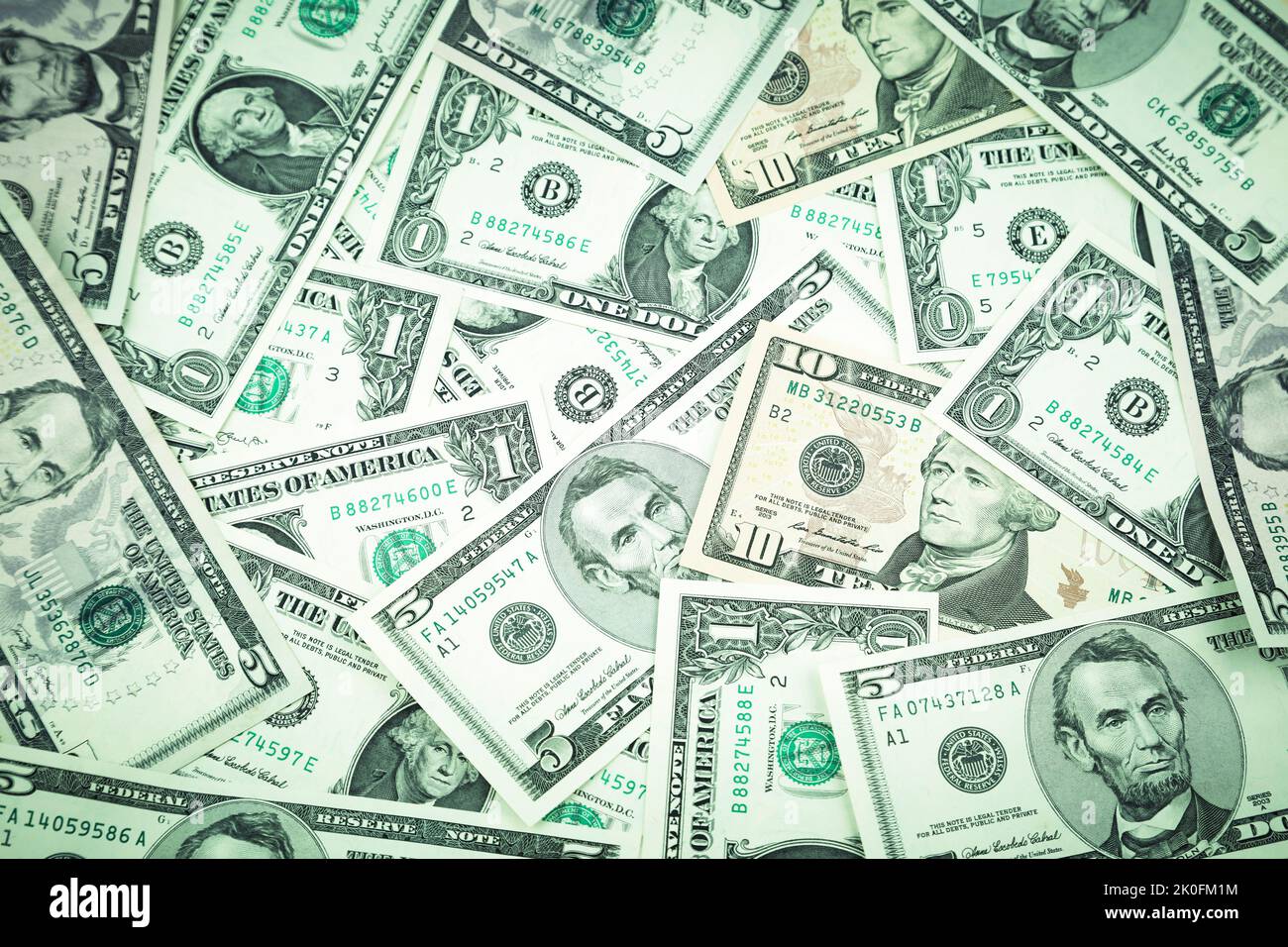 Close-up of assorted American banknotes Stock Photo