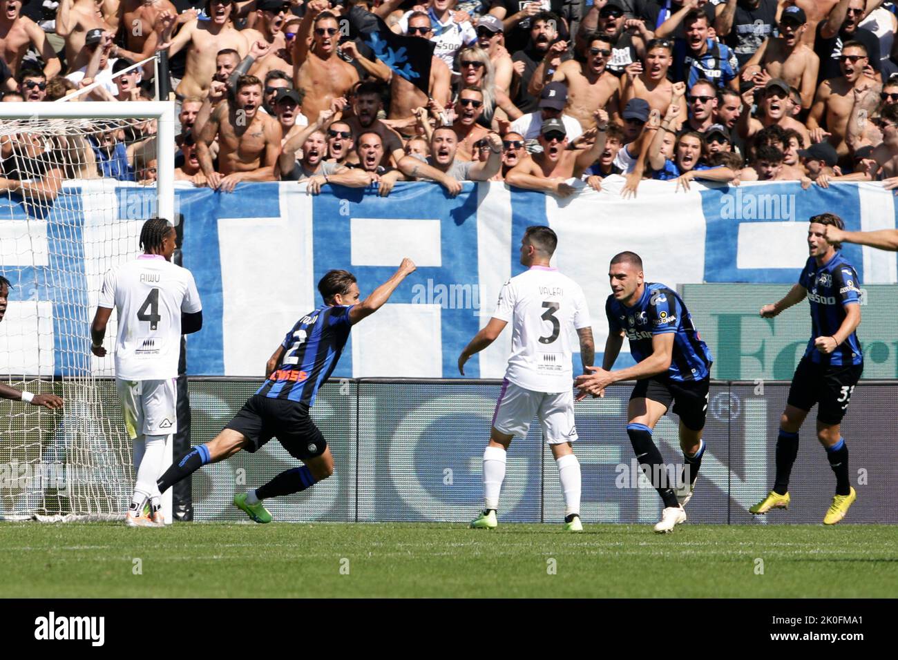 Atalanta's Turkish defender Merih Demiral celebrates after scoring a