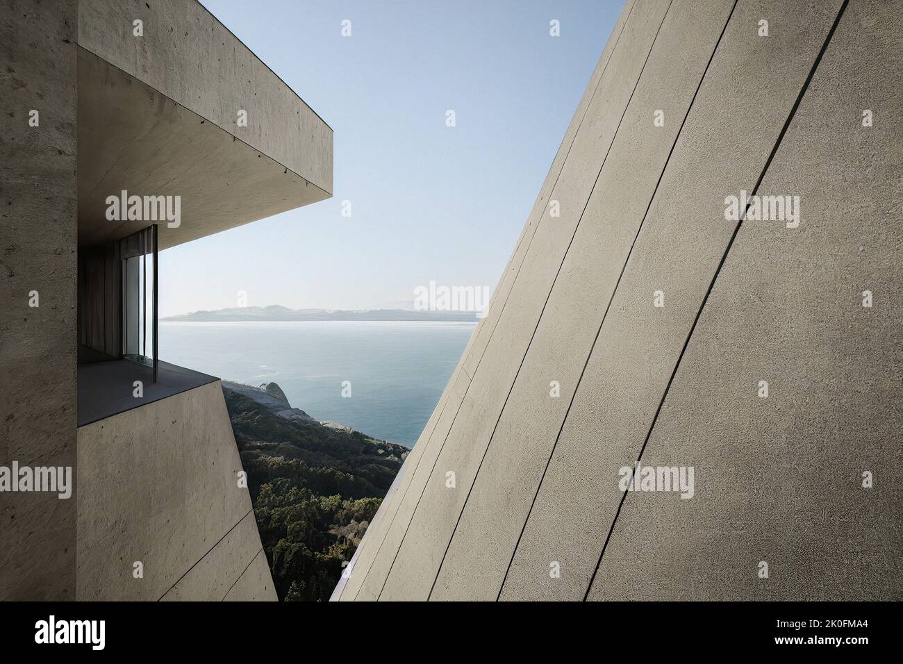 Cliffside Brutalist Style Villa Overlooking the Ocean Stock Photo - Alamy