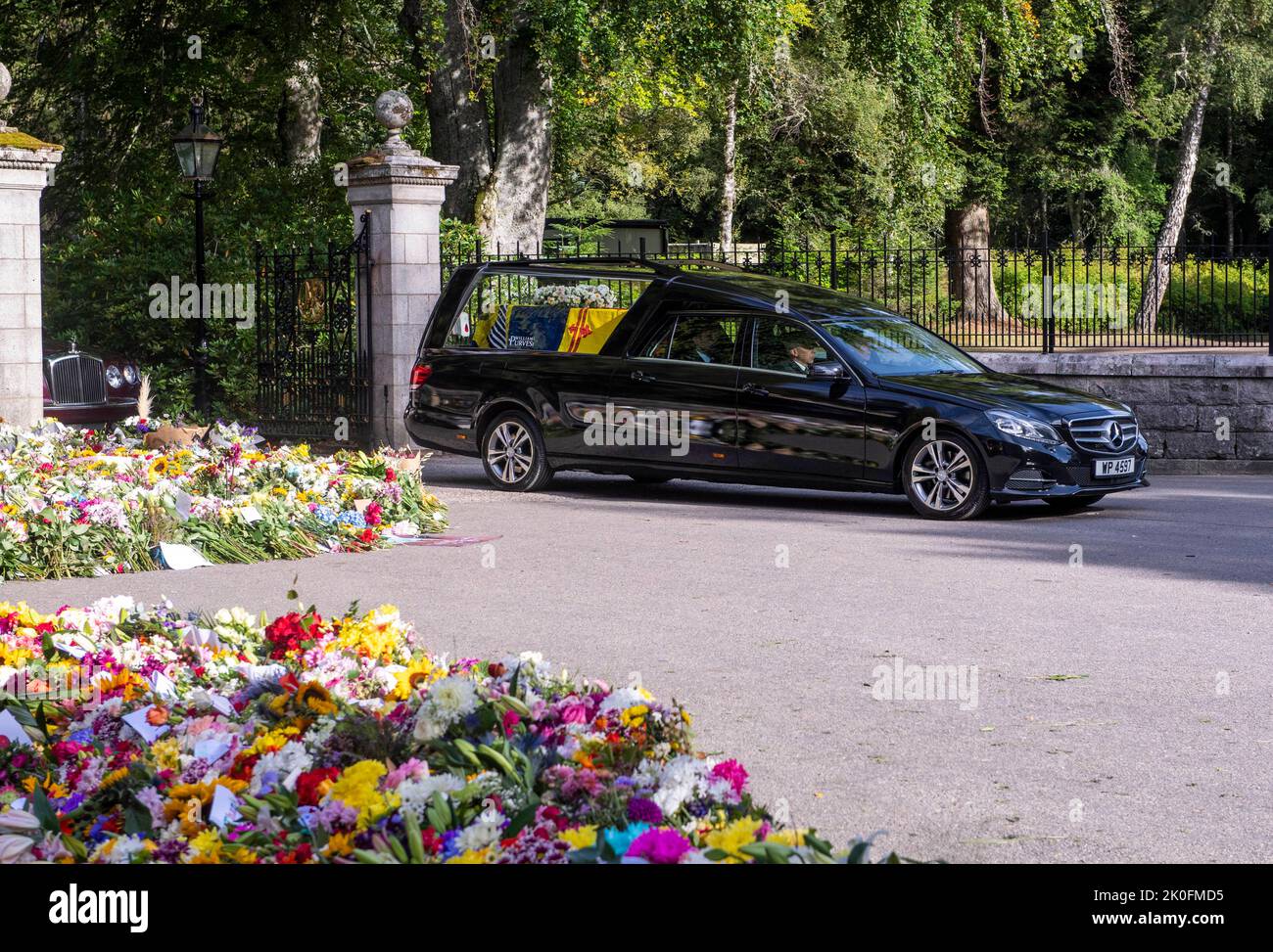 Balmoral, Scotland. UK. 11 September, 2022. The QueenÕs funeral cortege