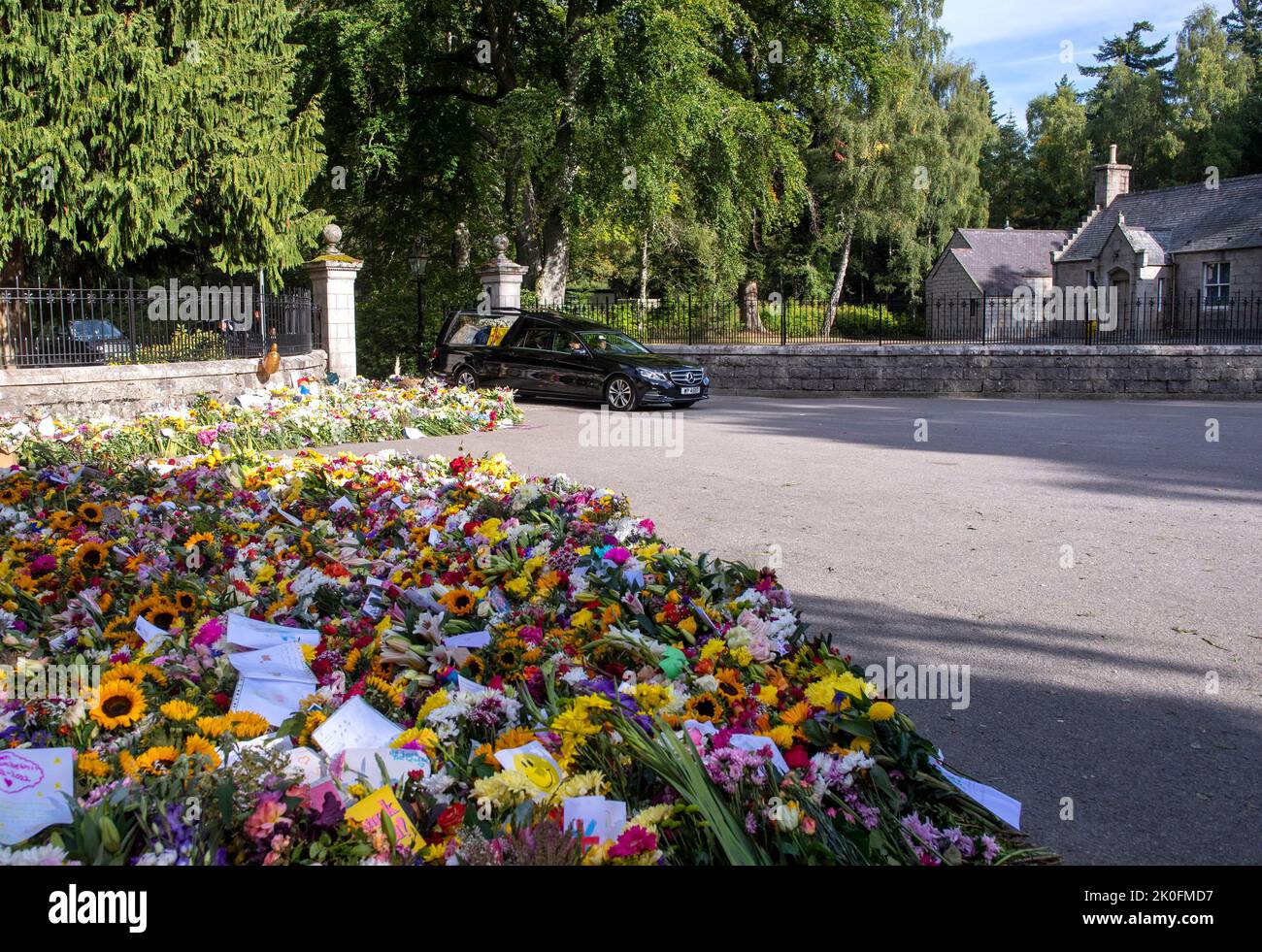 Balmoral, Scotland. UK. 11 September, 2022. The QueenÕs funeral cortege