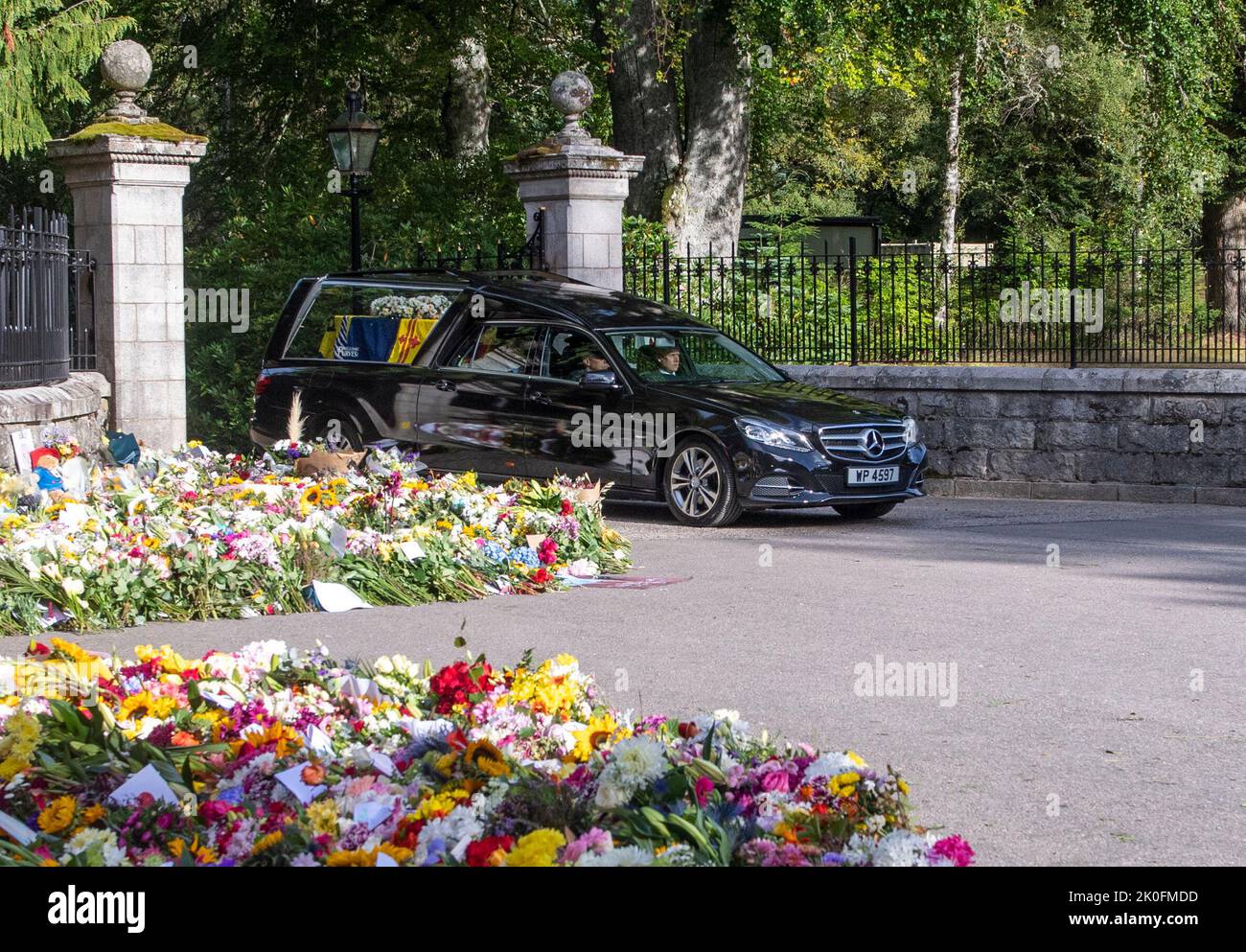 Balmoral, Scotland. UK. 11 September, 2022. The QueenÕs funeral cortege