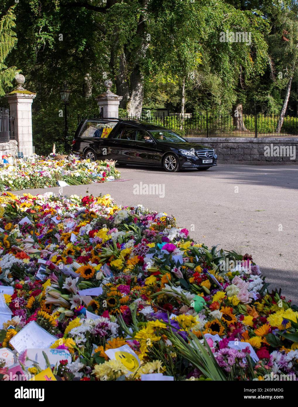 Balmoral, Scotland. UK. 11 September, 2022. The QueenÕs funeral cortege