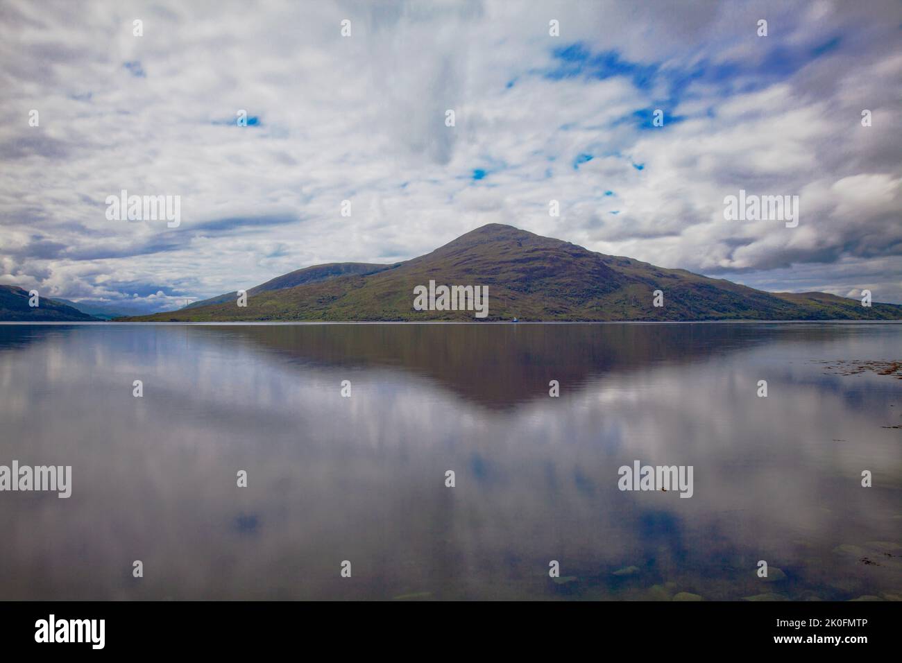 Embracing the natural reflections of Loch Alsh, Scottish Highlands Stock Photo