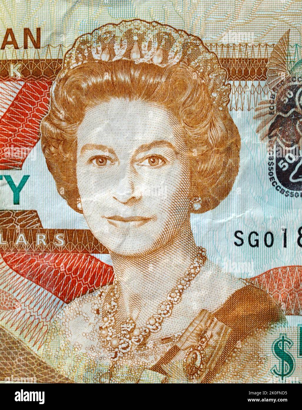 Queen Elizabeth's II portrait on the Eastern Caribbean Dollar of the