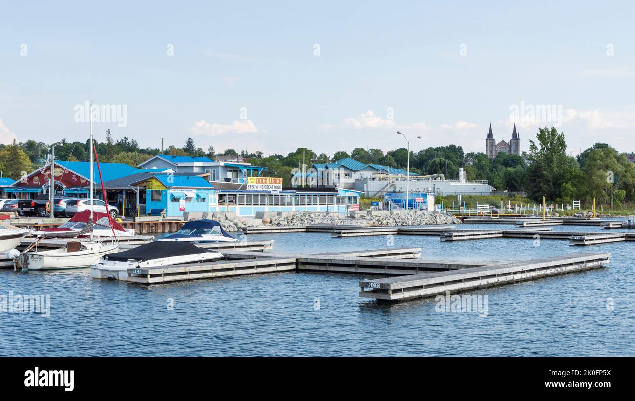 Boats and yachts at the town docks, Penetanguishene, Ontario, Canada Stock Photo