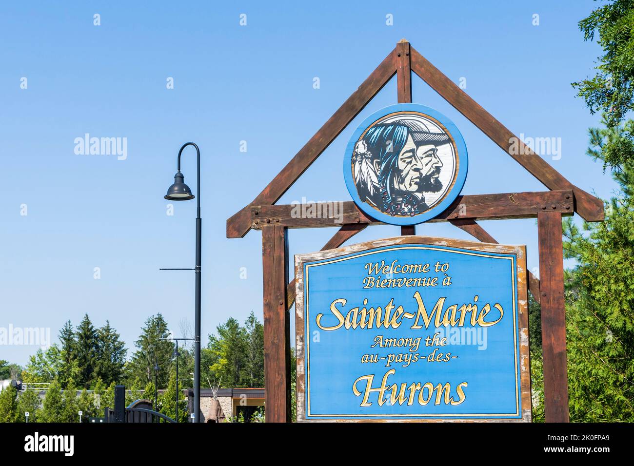 Entrance of Saint Marie Among the Hurons living museum, Midland, Ontario, Canada Stock Photo