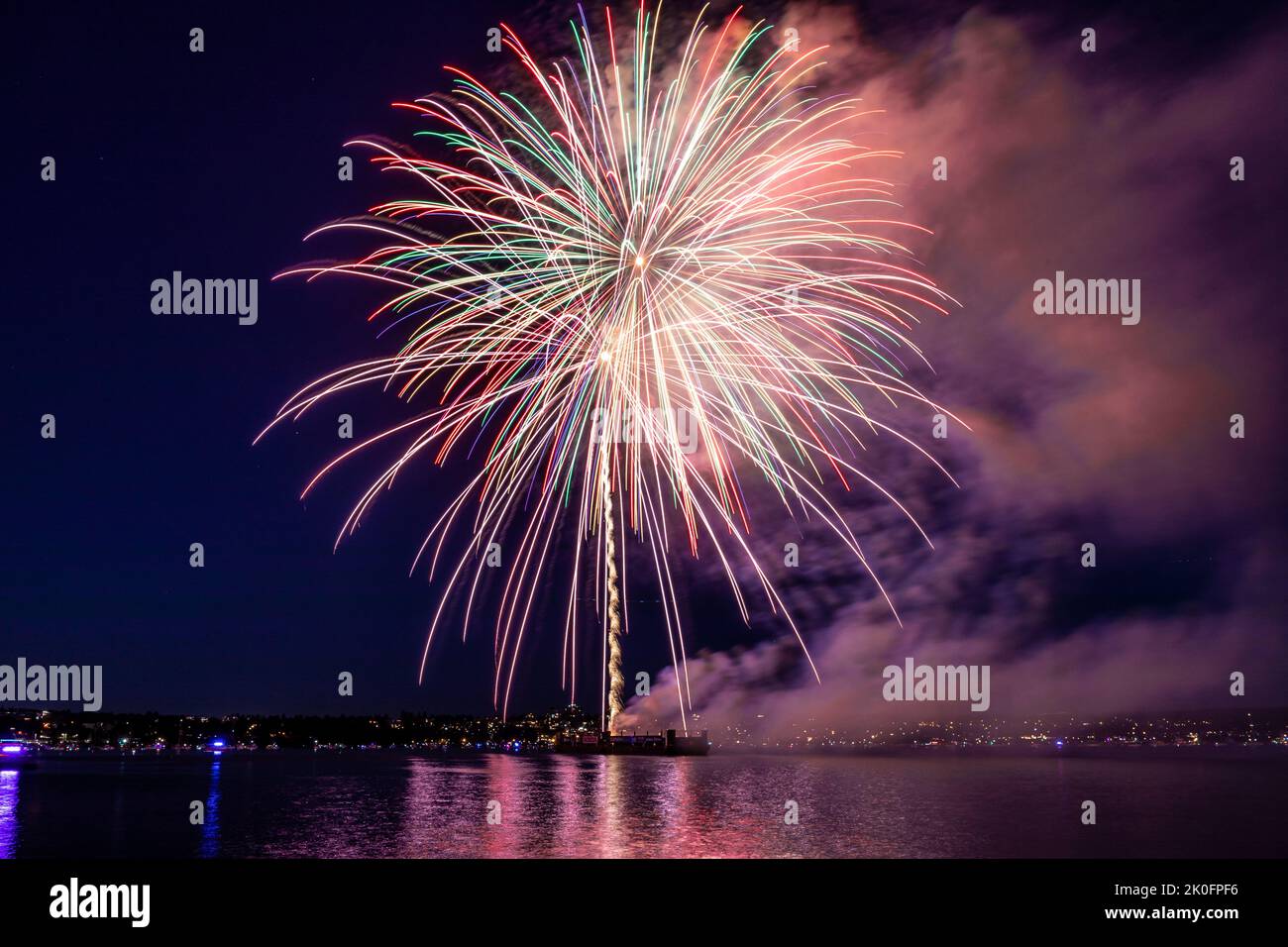 Celebration of light fireworks at the English Bay in Vancouver, Canada Stock Photo