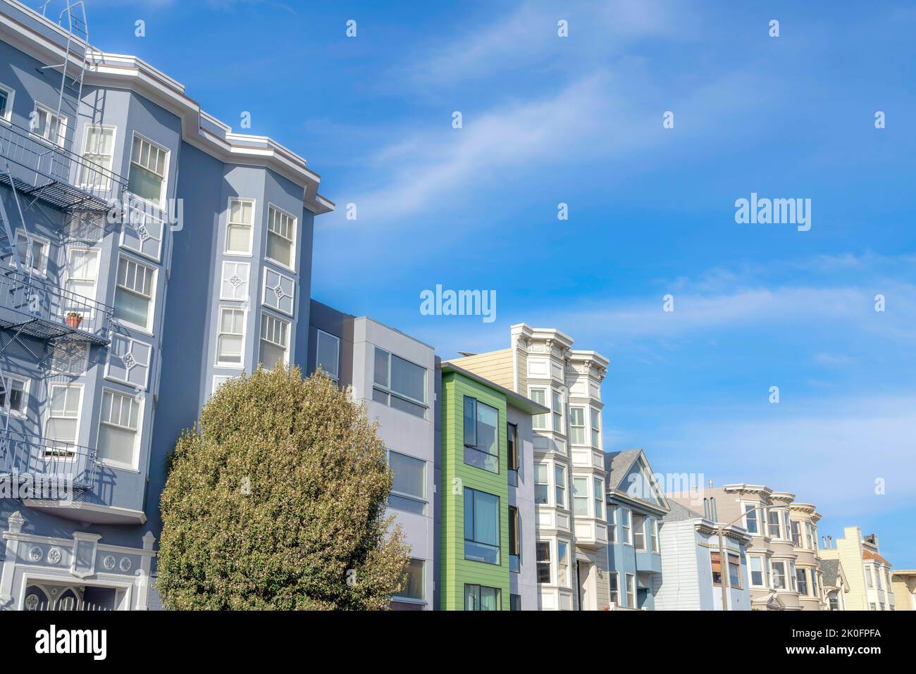 Apartment and townhomes buildings in a row at San Francisco, California ...