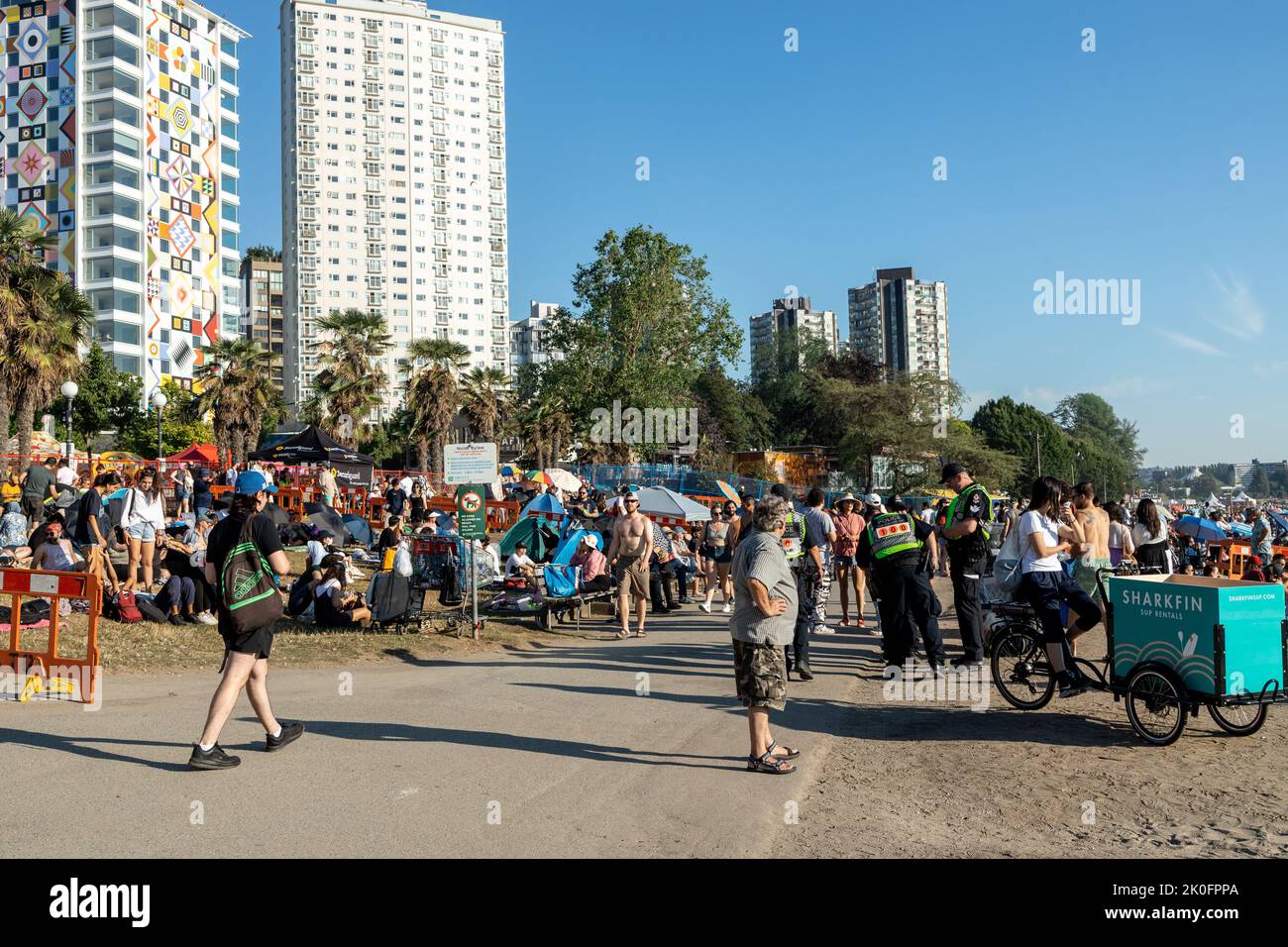 English Bay Beach full of people hours before Celebration of light