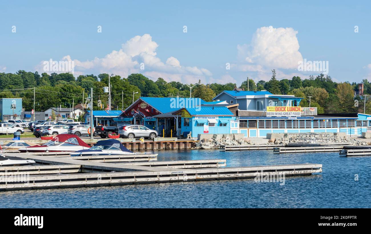 World most famous dock lunch restaurant in Penetanguishene town, Penetanguishene, Ontario, Canada Stock Photo