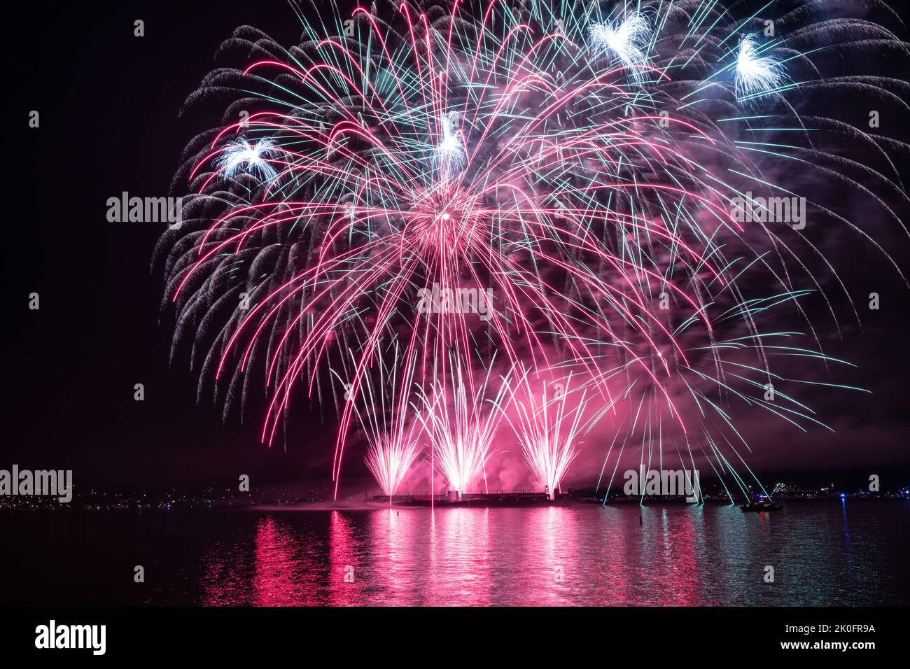 Celebration of light fireworks at the English Bay in Vancouver, Canada Stock Photo