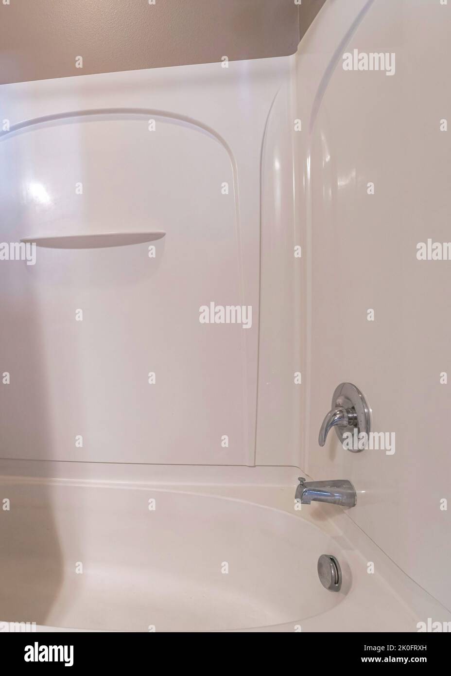 Vertical Shower tub combo kit with acrylic wall panel and white shoer