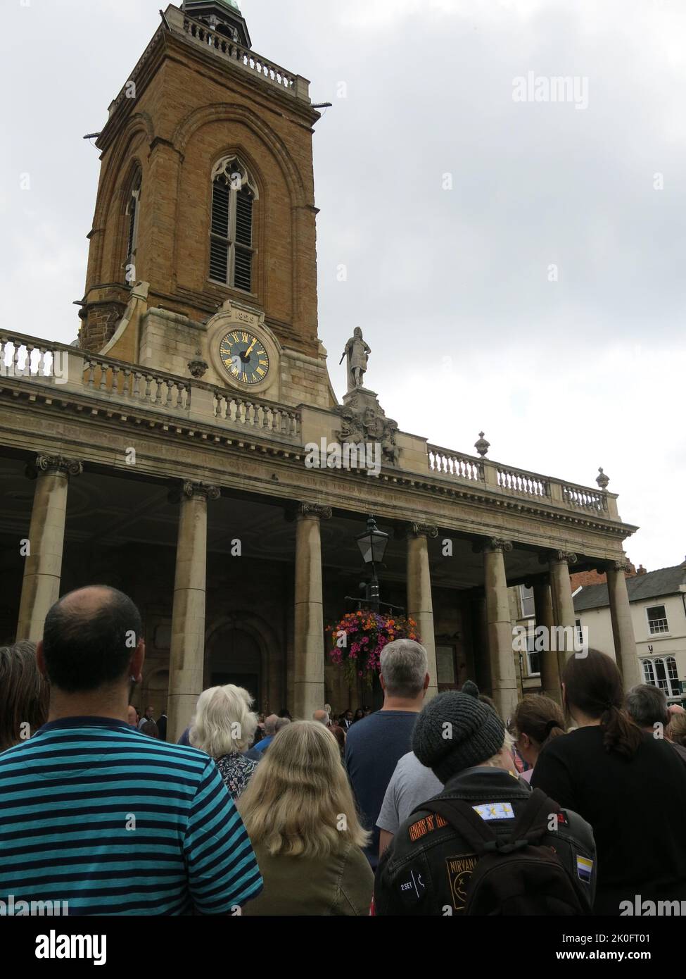Proclamation of the Sovereign: crowds gather at All Saints Church Northampton for the ceremony on 11 September 2022 announcing King Charles III. Stock Photo