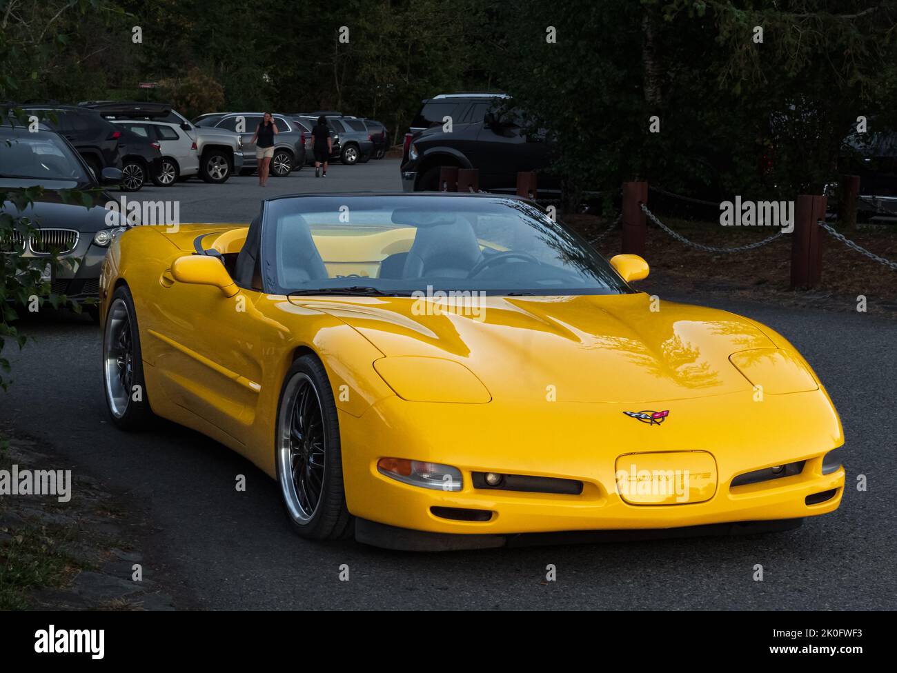 Yellow Chevrolet Corvette C5. The American muscle car Chevrolet C5 Corvette style includes 1997 through 2004-Vancouver BC Canada-August 18,2022. Trave Stock Photo