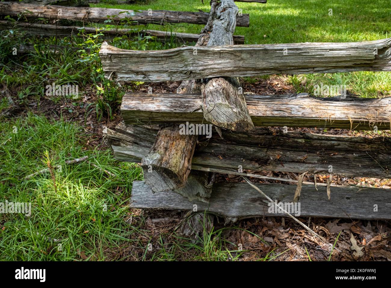 Splitrail fence at Colonial Dorchester State Historic Site Stock Photo