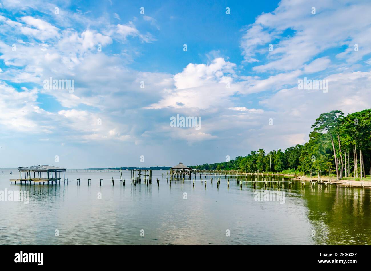 Mobile Bay is pictured from the May Day Park pier, Sept. 8, 2022, in