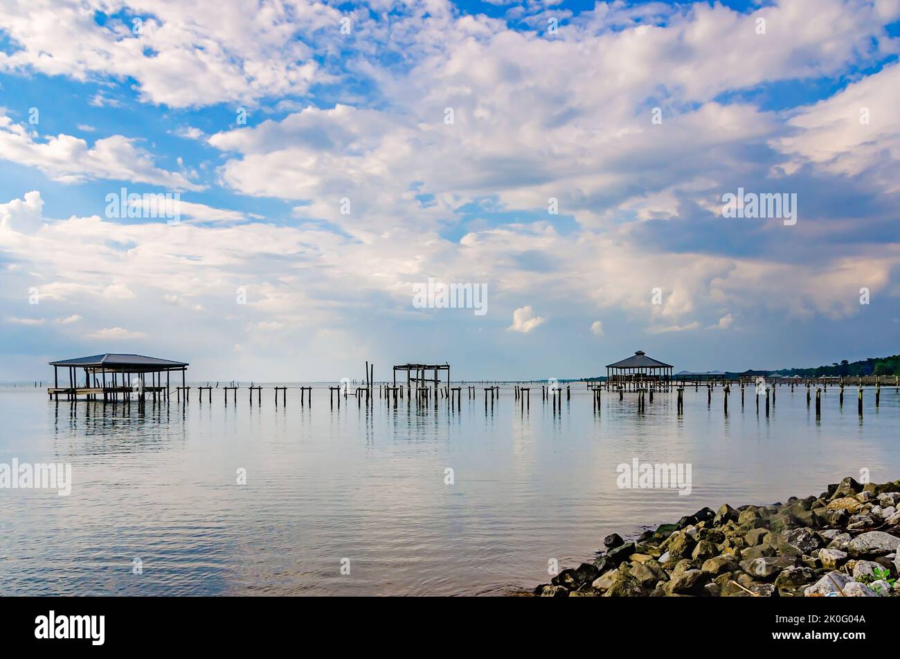 Mobile Bay is pictured from the May Day Park pier, Sept. 8, 2022, in