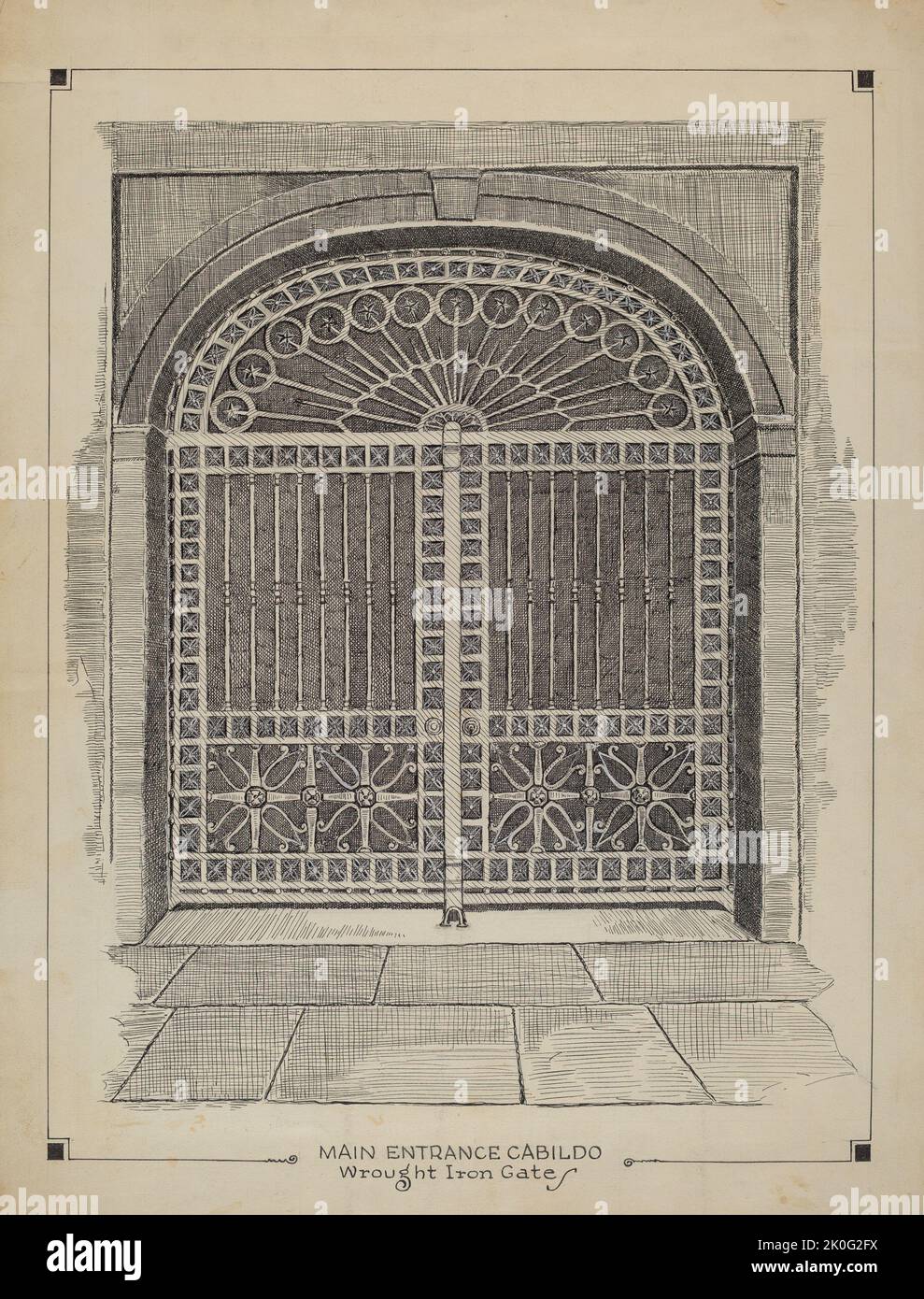 Wrought Iron Gate, c. 1936. Stock Photo