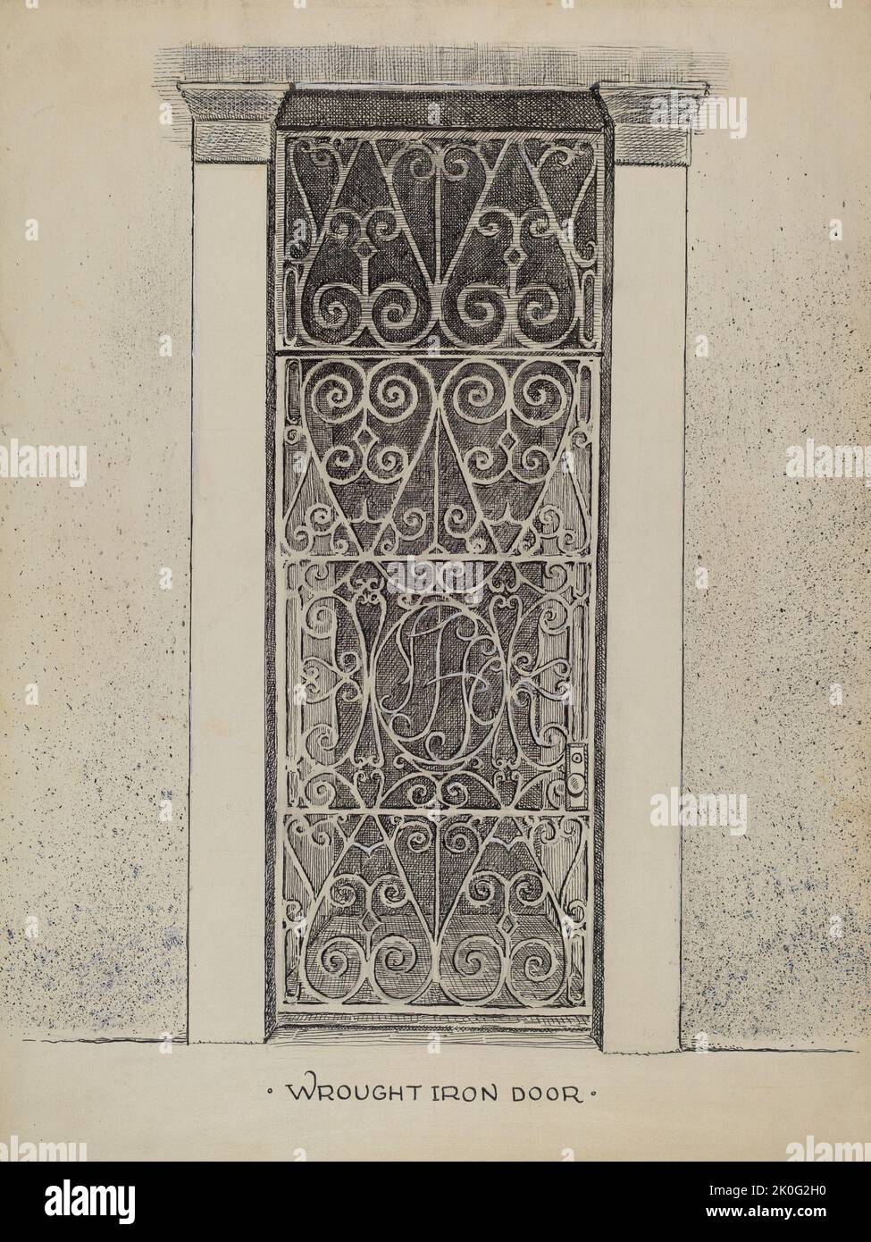 Wrought Iron Door, c. 1936. Stock Photo