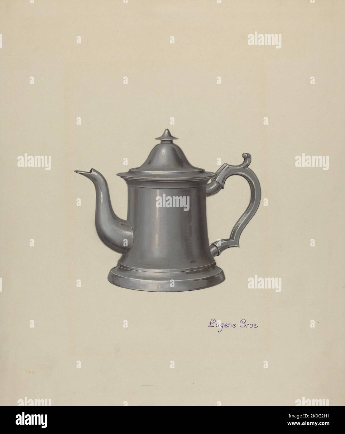Pewter Teapot, c. 1937. Stock Photo