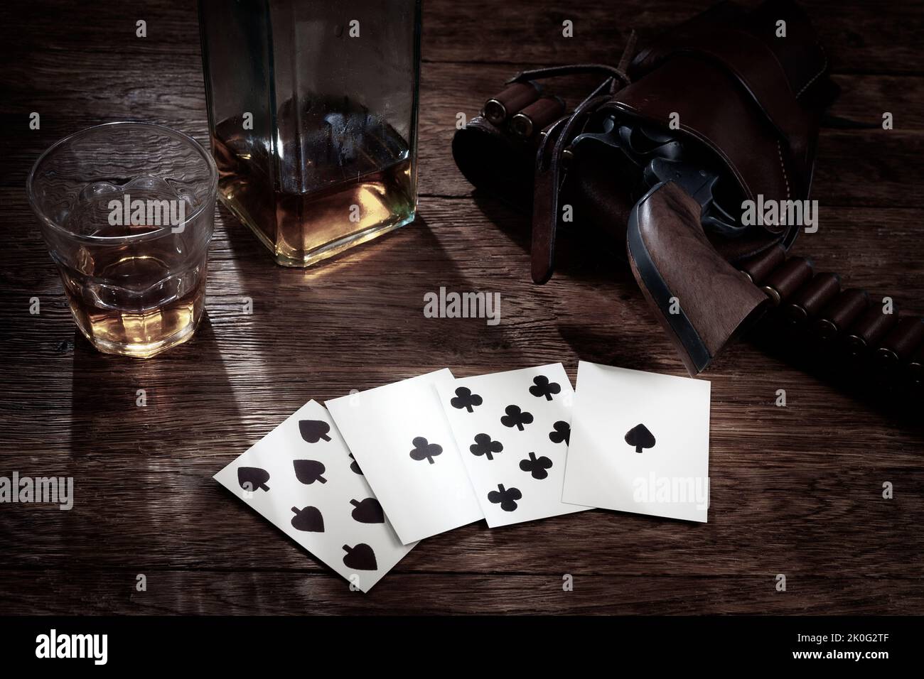 Old west poker. Dead man's hand. Two-pair poker hand consisting of the ...