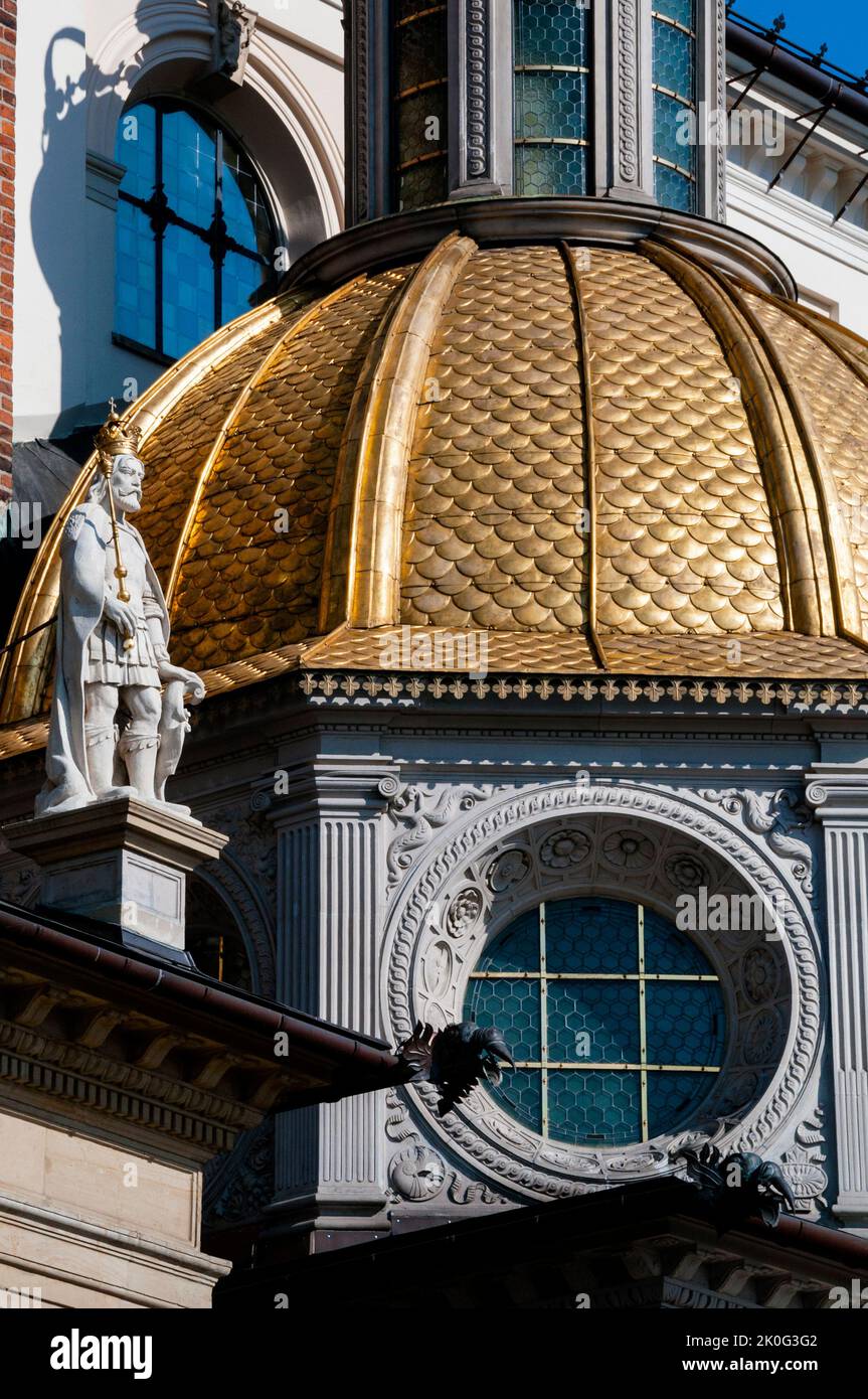 Gold Dome and oculus windows of Wawel Royal Castle in Krakow, Poland. Stock Photo